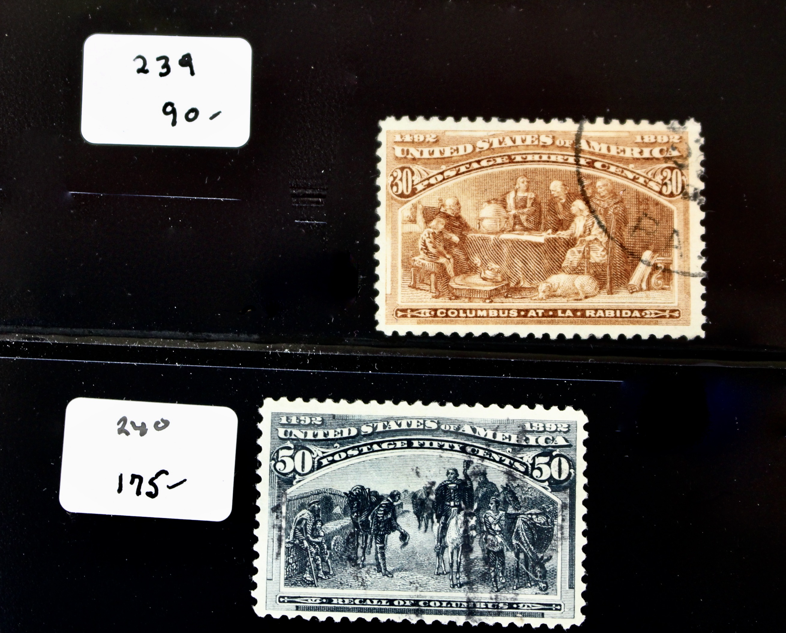 Nine Different Used 1893 Columbian Exposition Postage Stamps