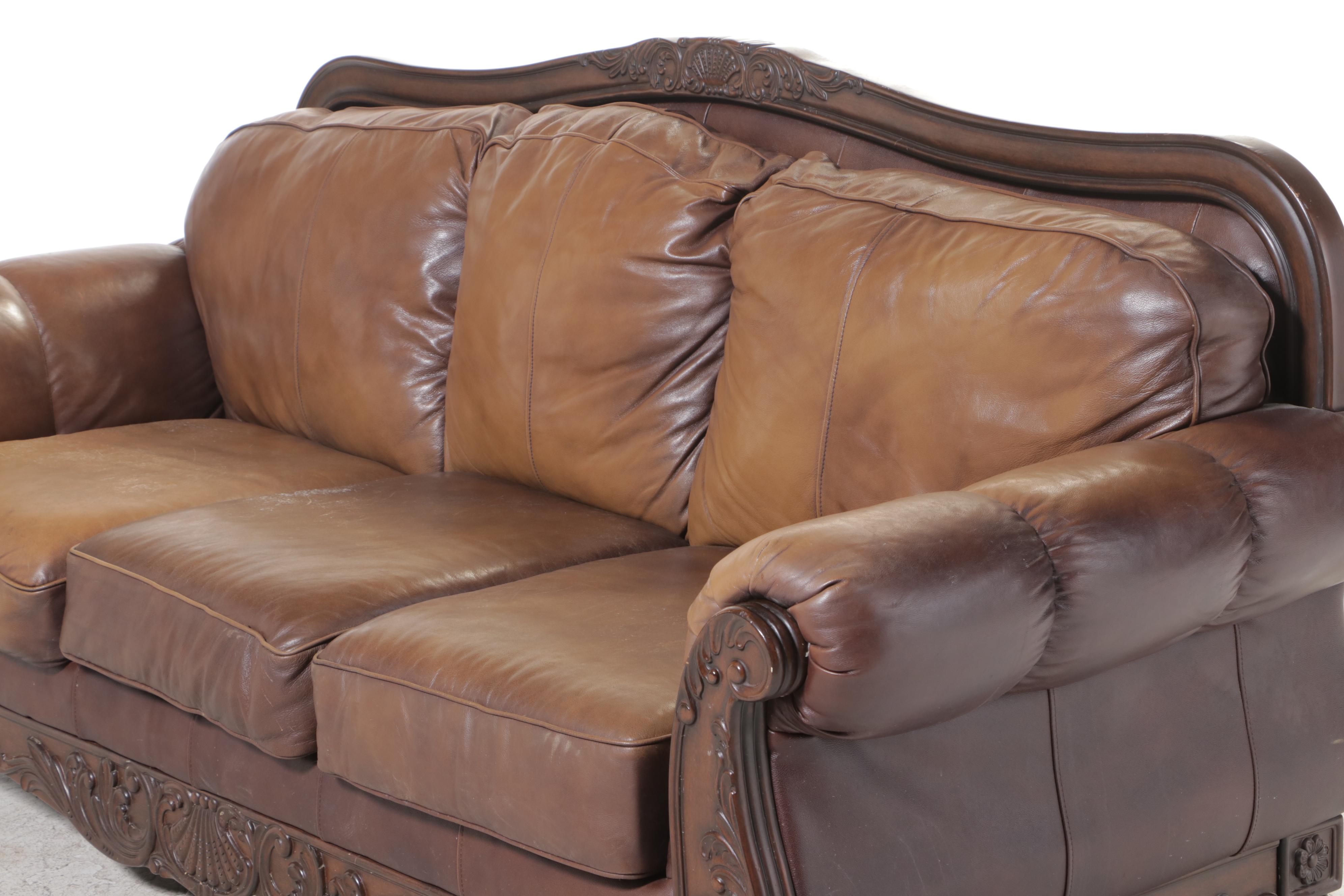 Ashley Furniture Leather Upholstered Sofa