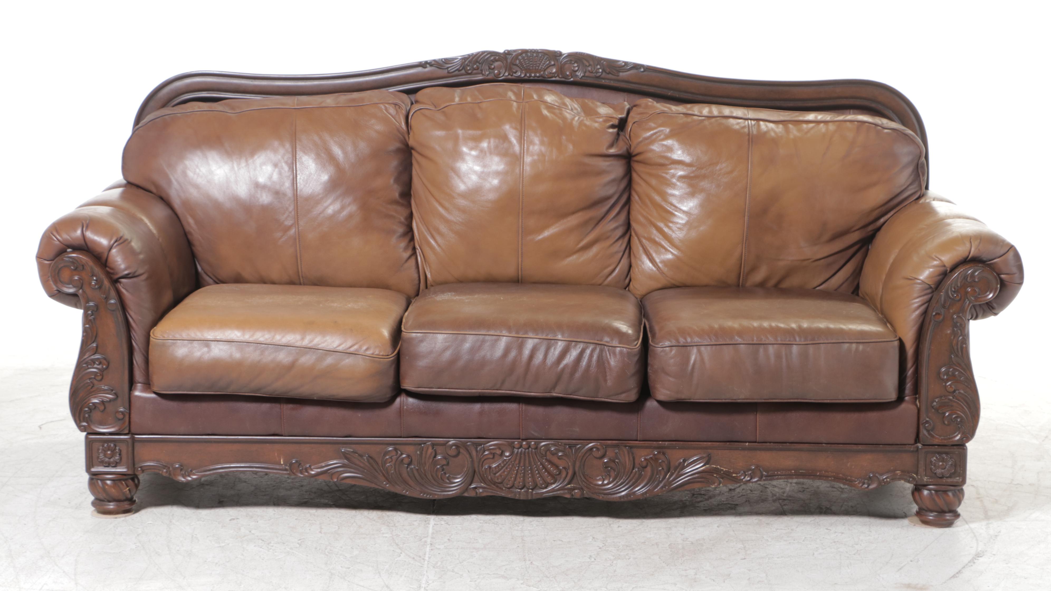 Ashley Furniture Leather Upholstered Sofa