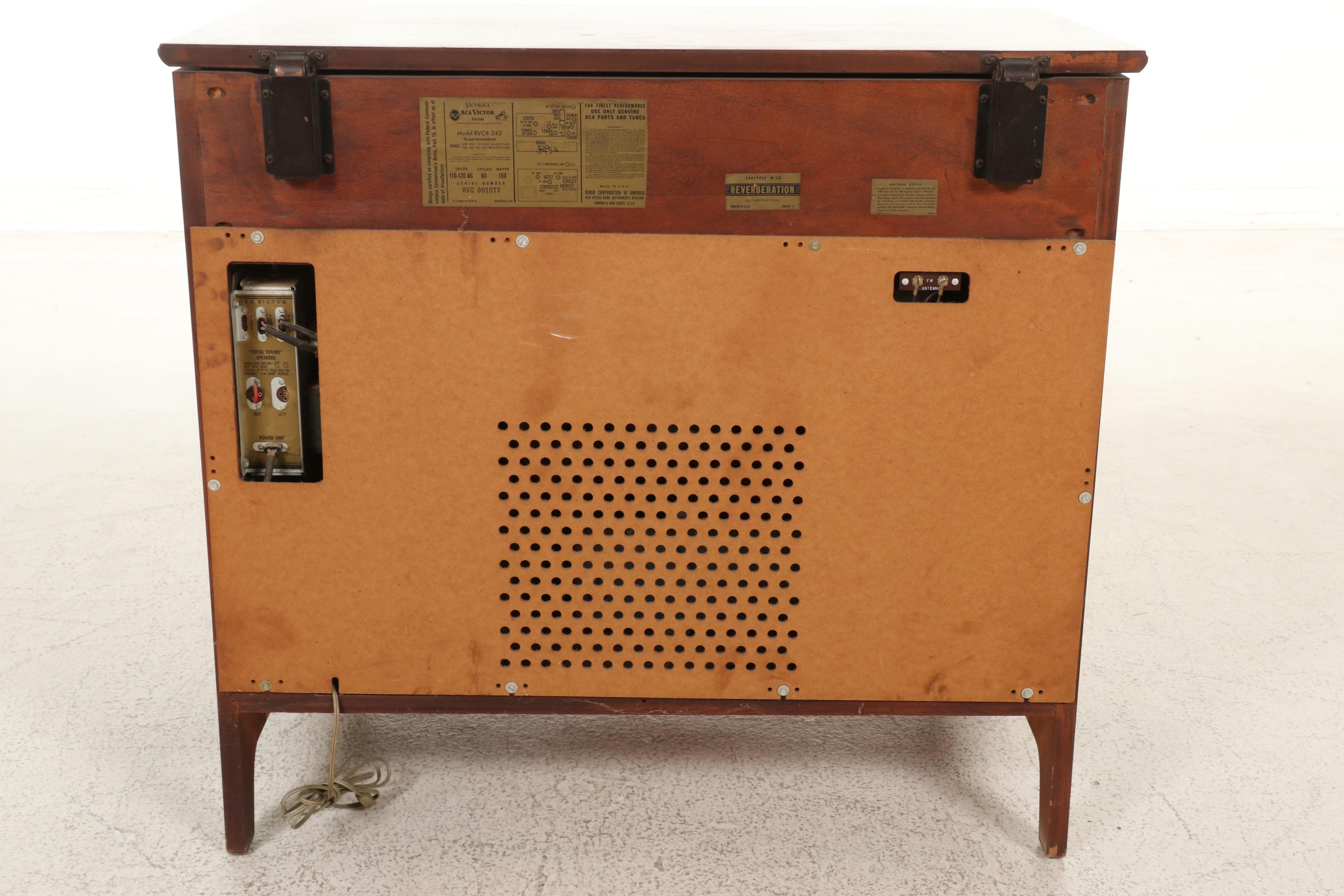 RCA Victor AM/FM "Living Stereo" System in Mahogany Console Cabinet, 1960s