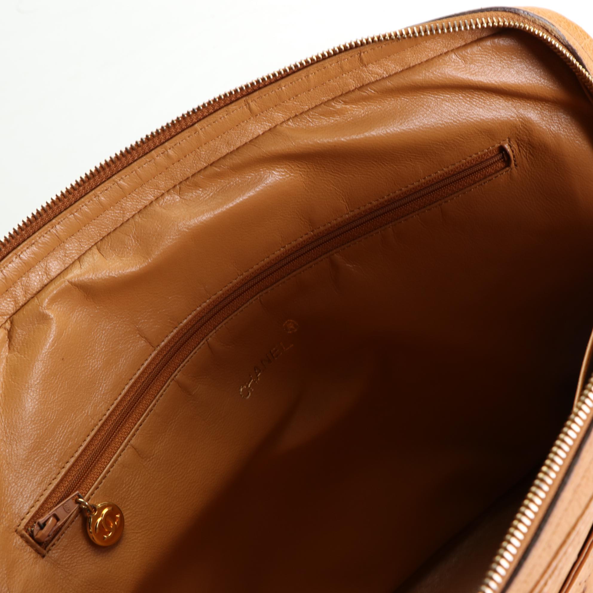 Chanel CC Chain Shoulder Bag in Ostrich Skin Leather