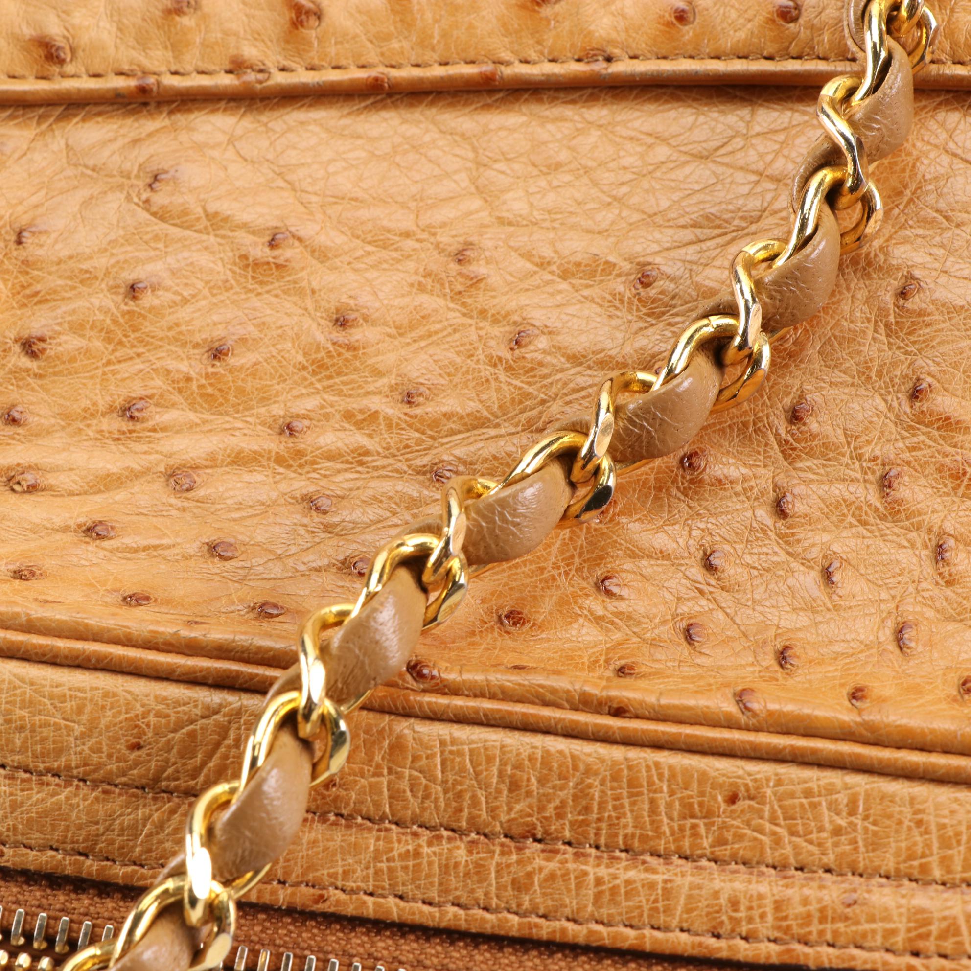Chanel CC Chain Shoulder Bag in Ostrich Skin Leather