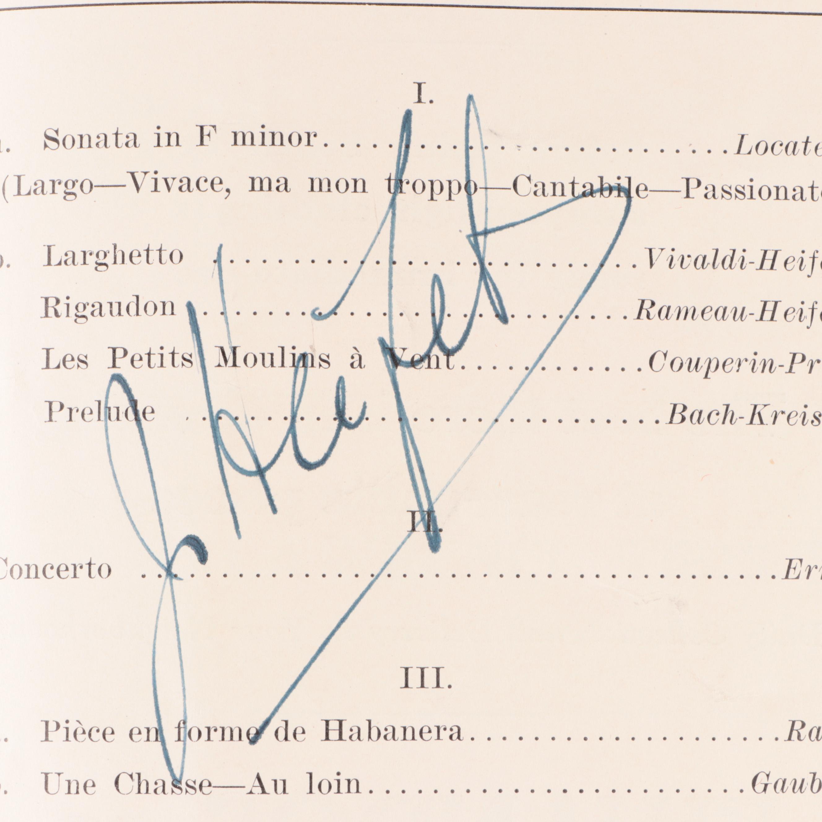Signed Vladimir Horowitz, Josef Hoffman, Jascha Heifetz and Other Ephemera