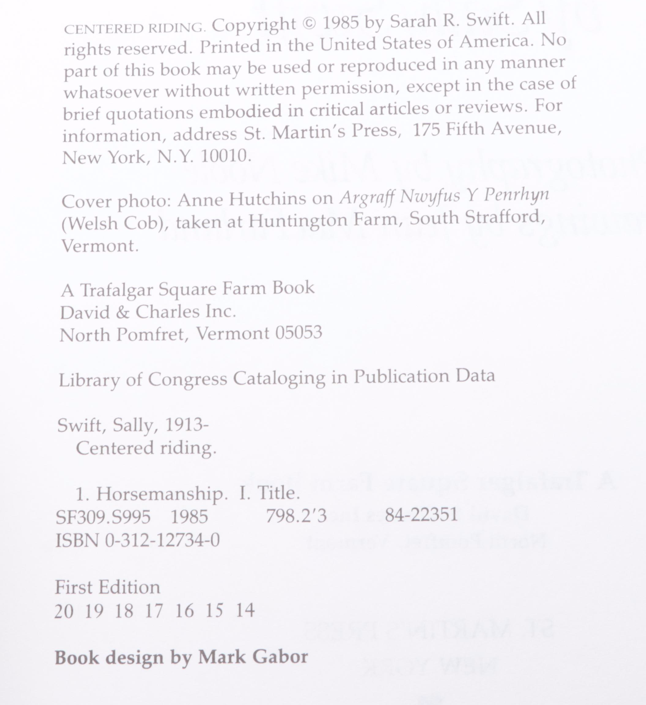 First Edition "Centered Riding" by Sally Swift and More Equine Books