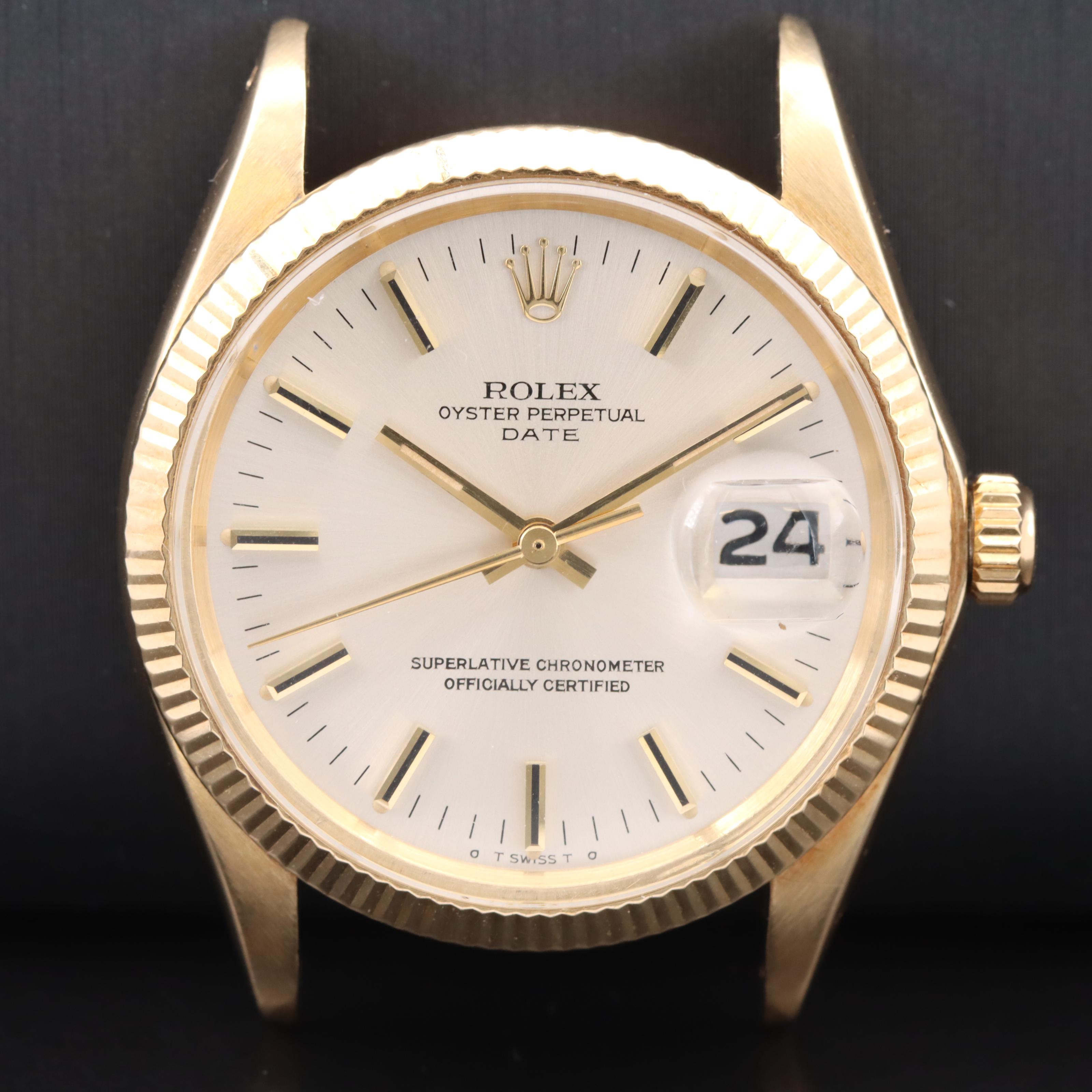 1972 Rolex Oyster Perpetual Date 14K Sigma Dial Watch