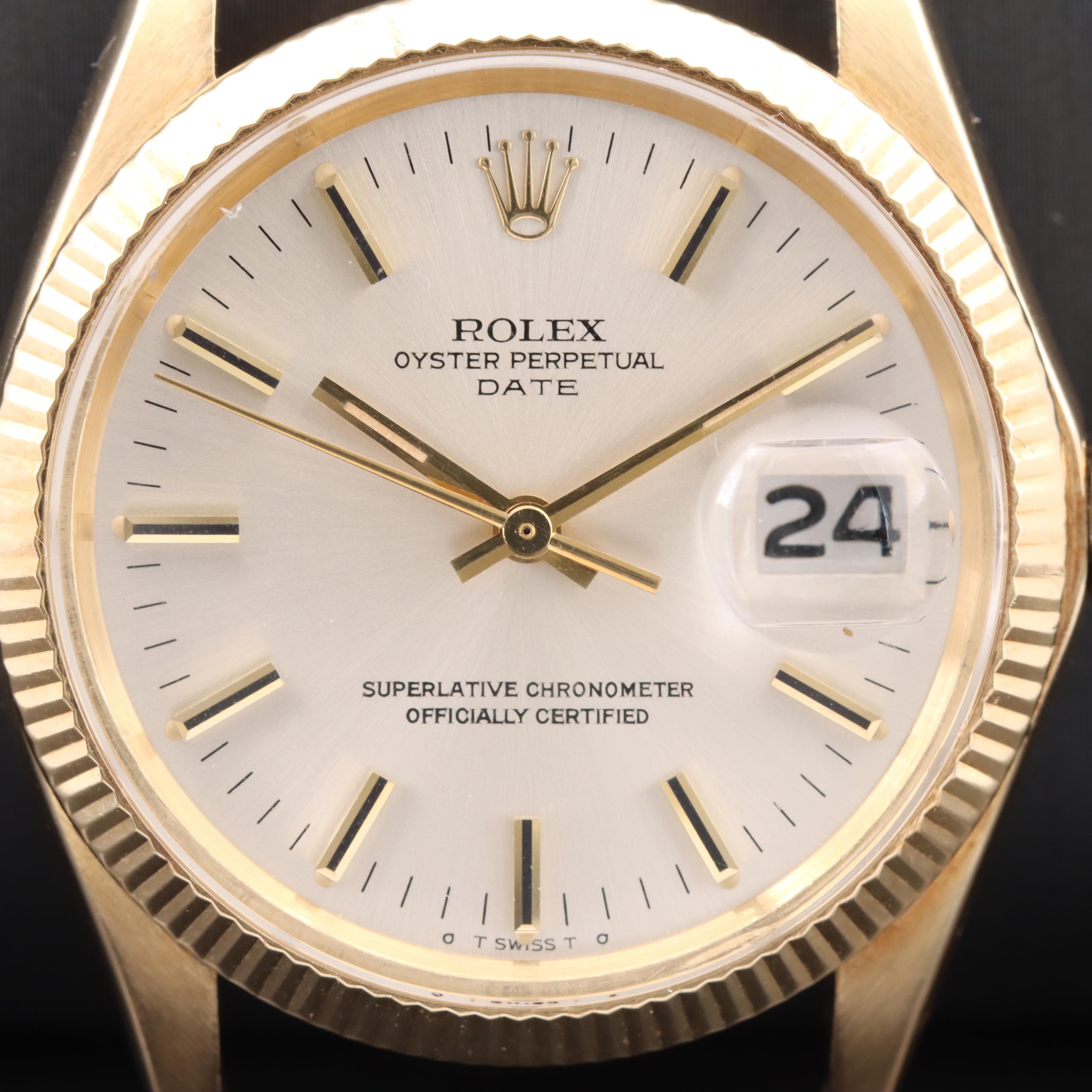 1972 Rolex Oyster Perpetual Date 14K Sigma Dial Watch