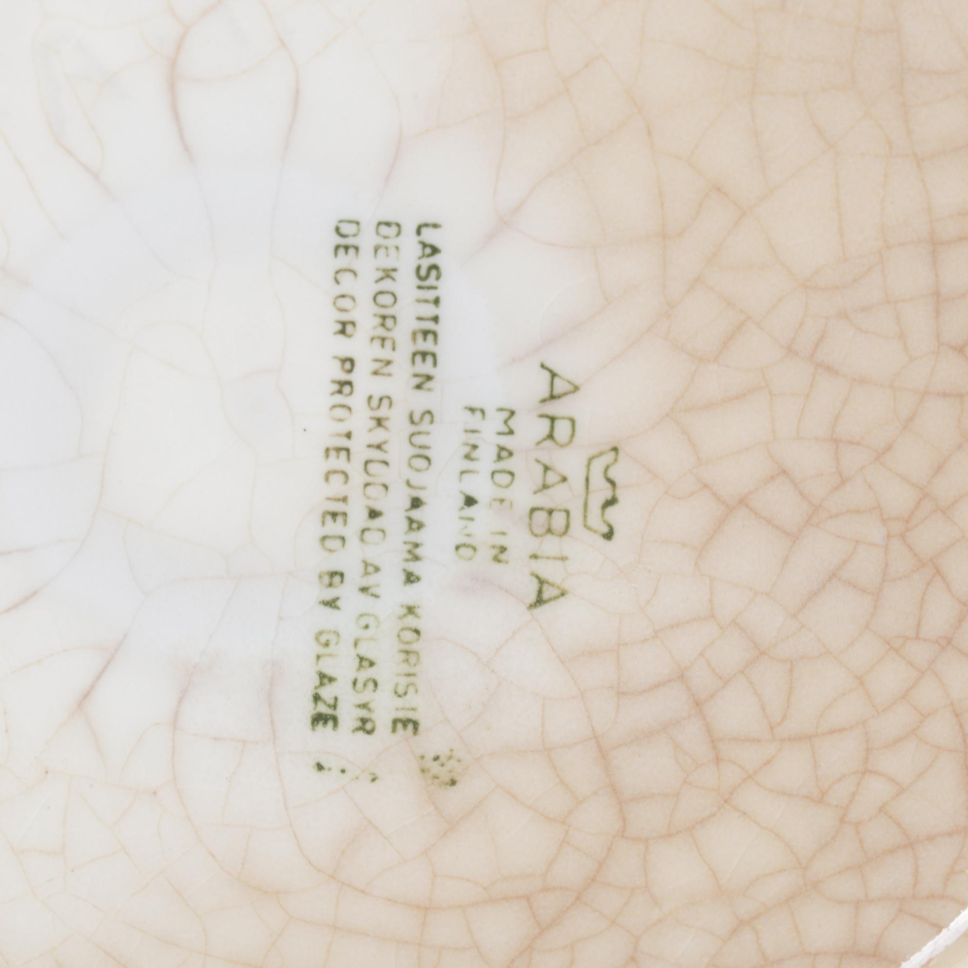 Higgins Fused Glass Ashtray With Arabia Ceramic Pitcher and Other Art Glass