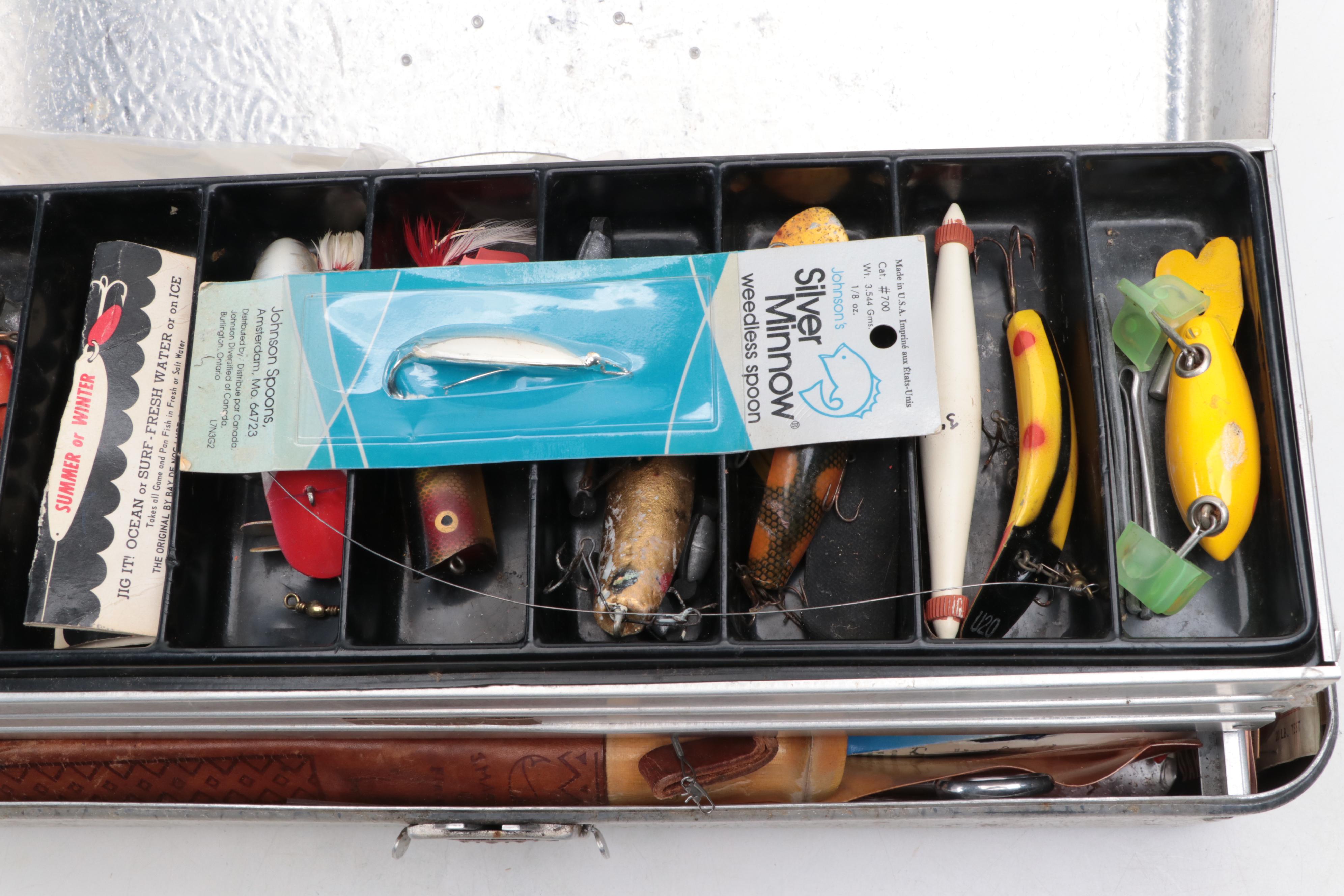 Umco Model 42 Tackle Box with Fishing Lure and Hook Collection