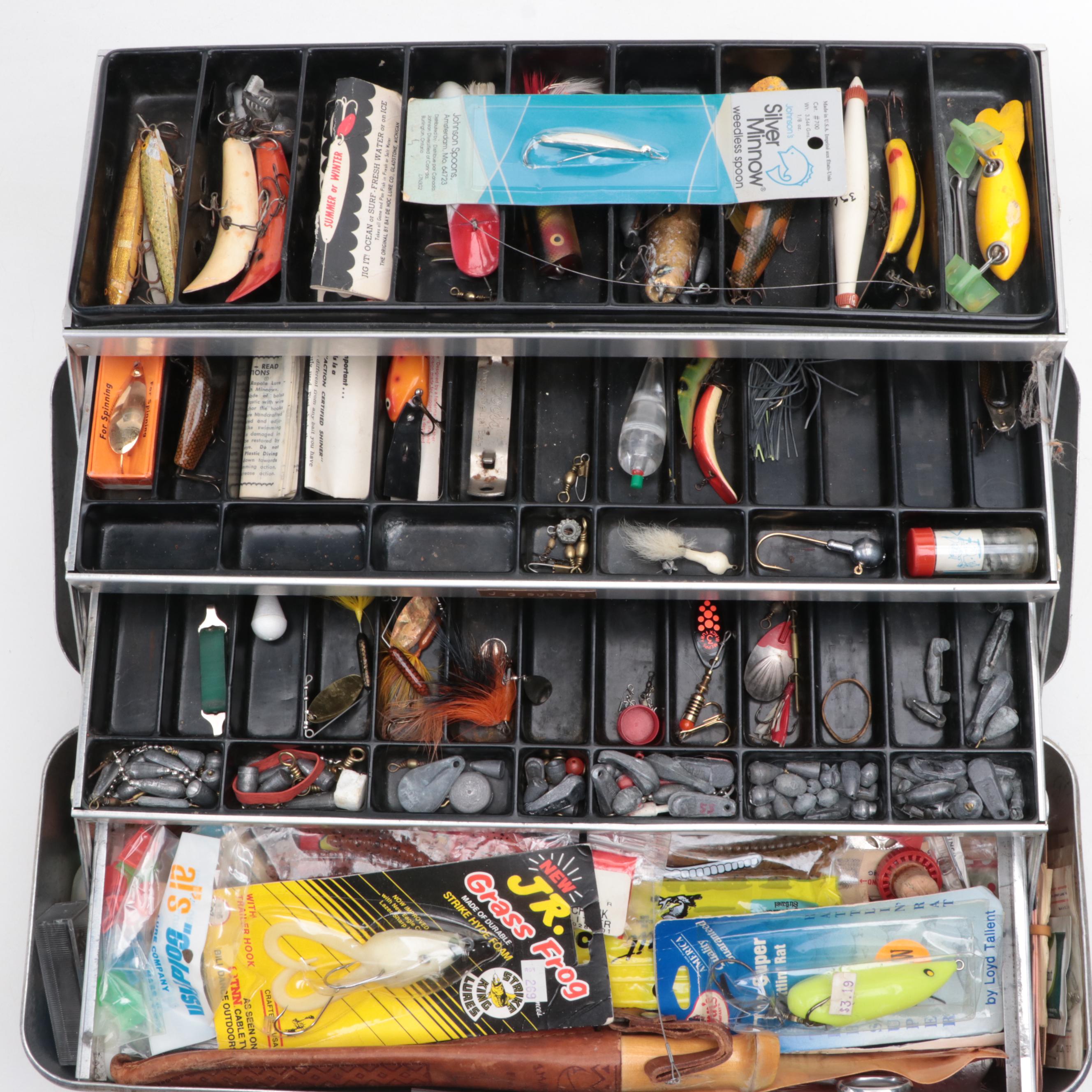 Umco Model 42 Tackle Box with Fishing Lure and Hook Collection