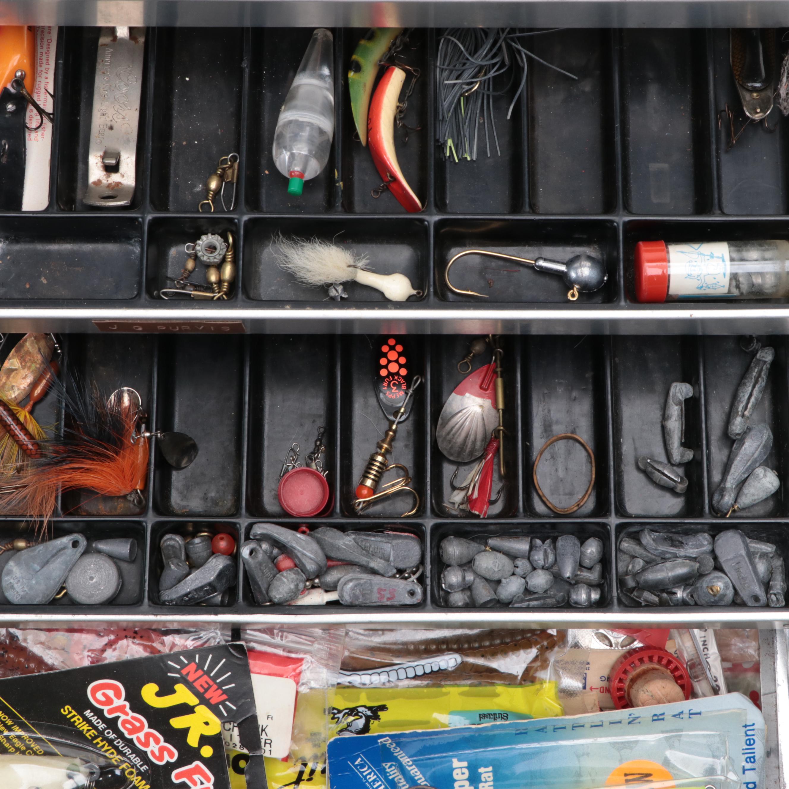 Umco Model 42 Tackle Box with Fishing Lure and Hook Collection