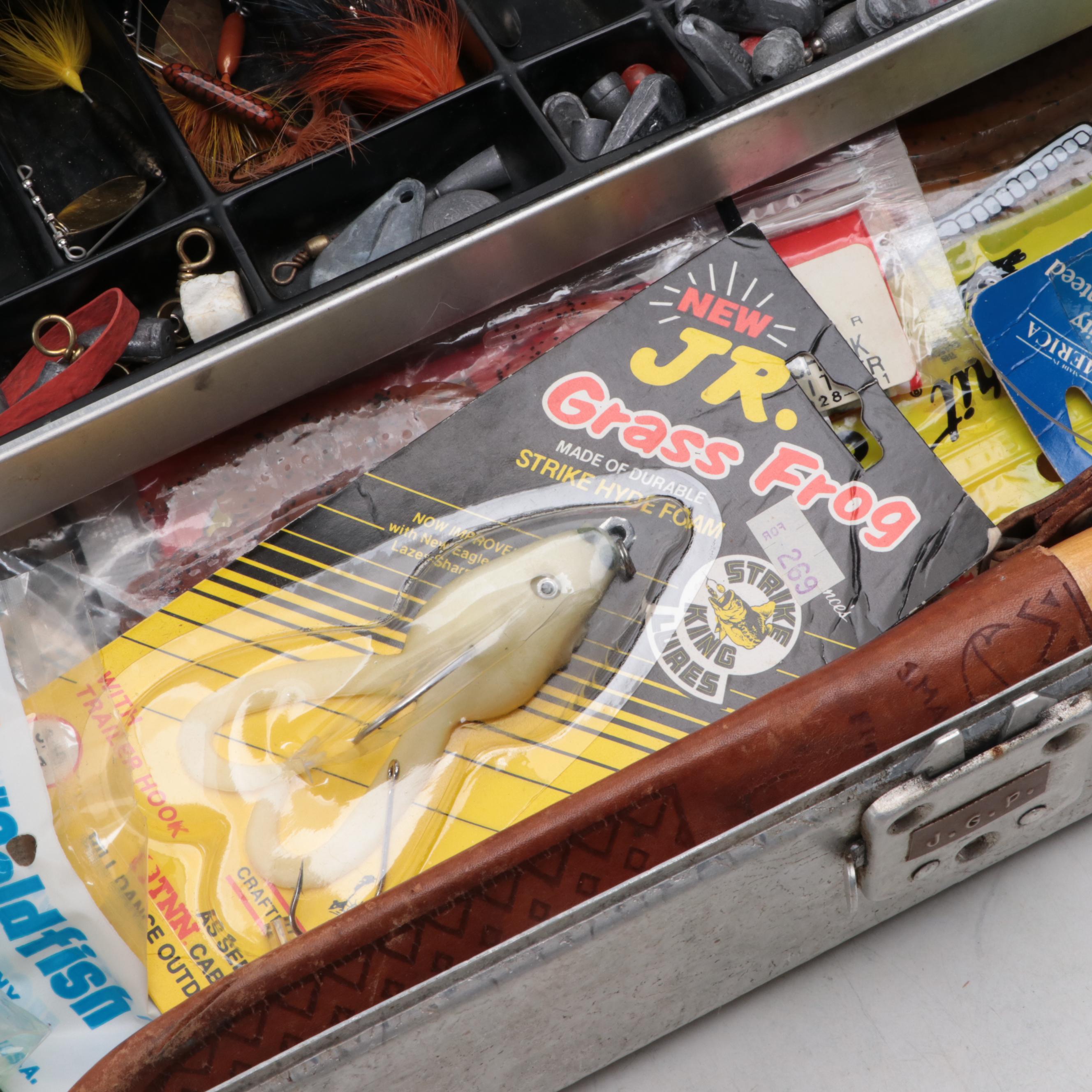 Umco Model 42 Tackle Box with Fishing Lure and Hook Collection