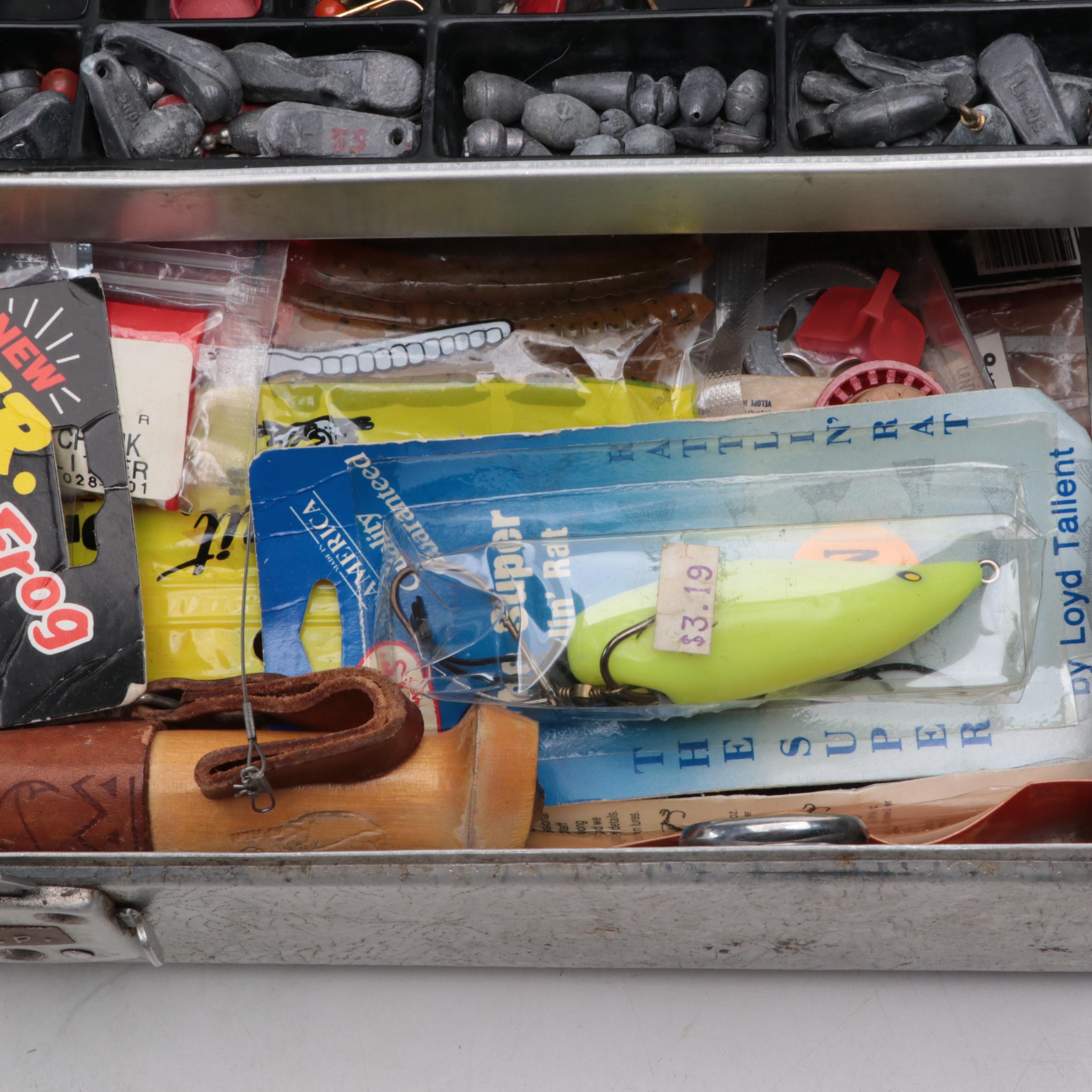 Umco Model 42 Tackle Box with Fishing Lure and Hook Collection