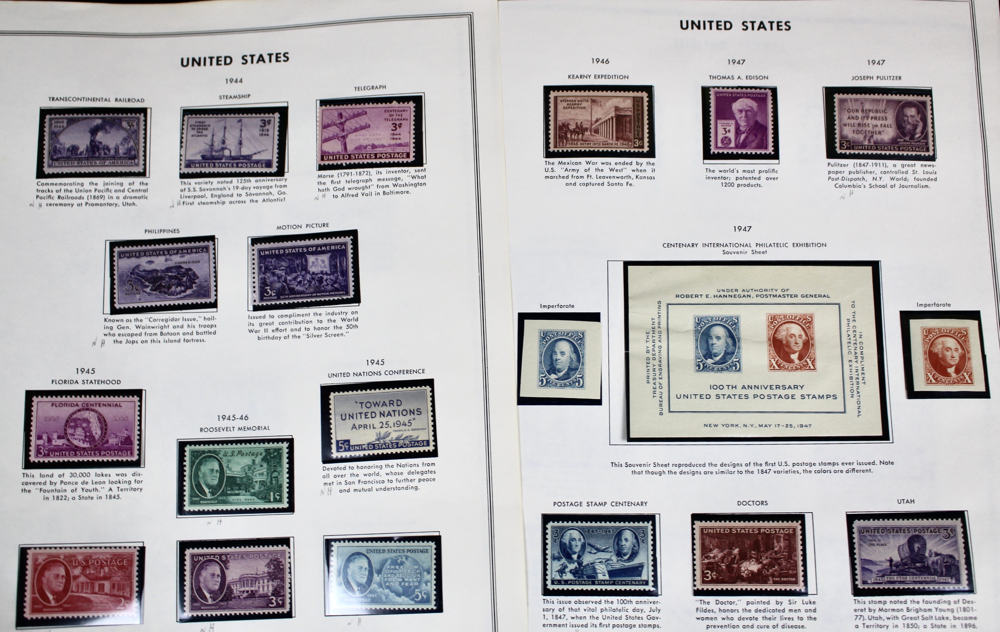 Mint Condition U.S. Postage Stamp Collection, 1940 to 1988