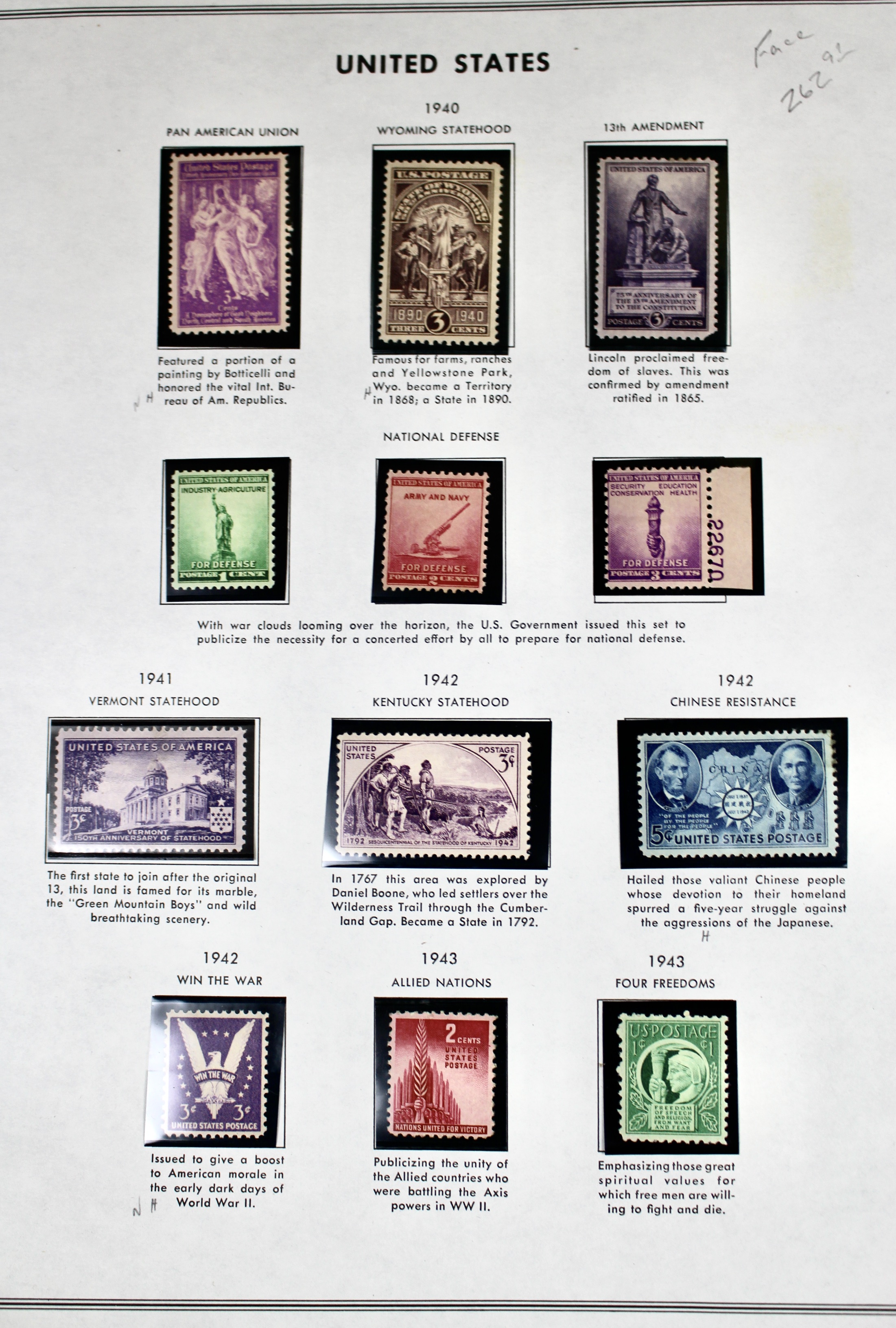 Mint Condition U.S. Postage Stamp Collection, 1940 to 1988