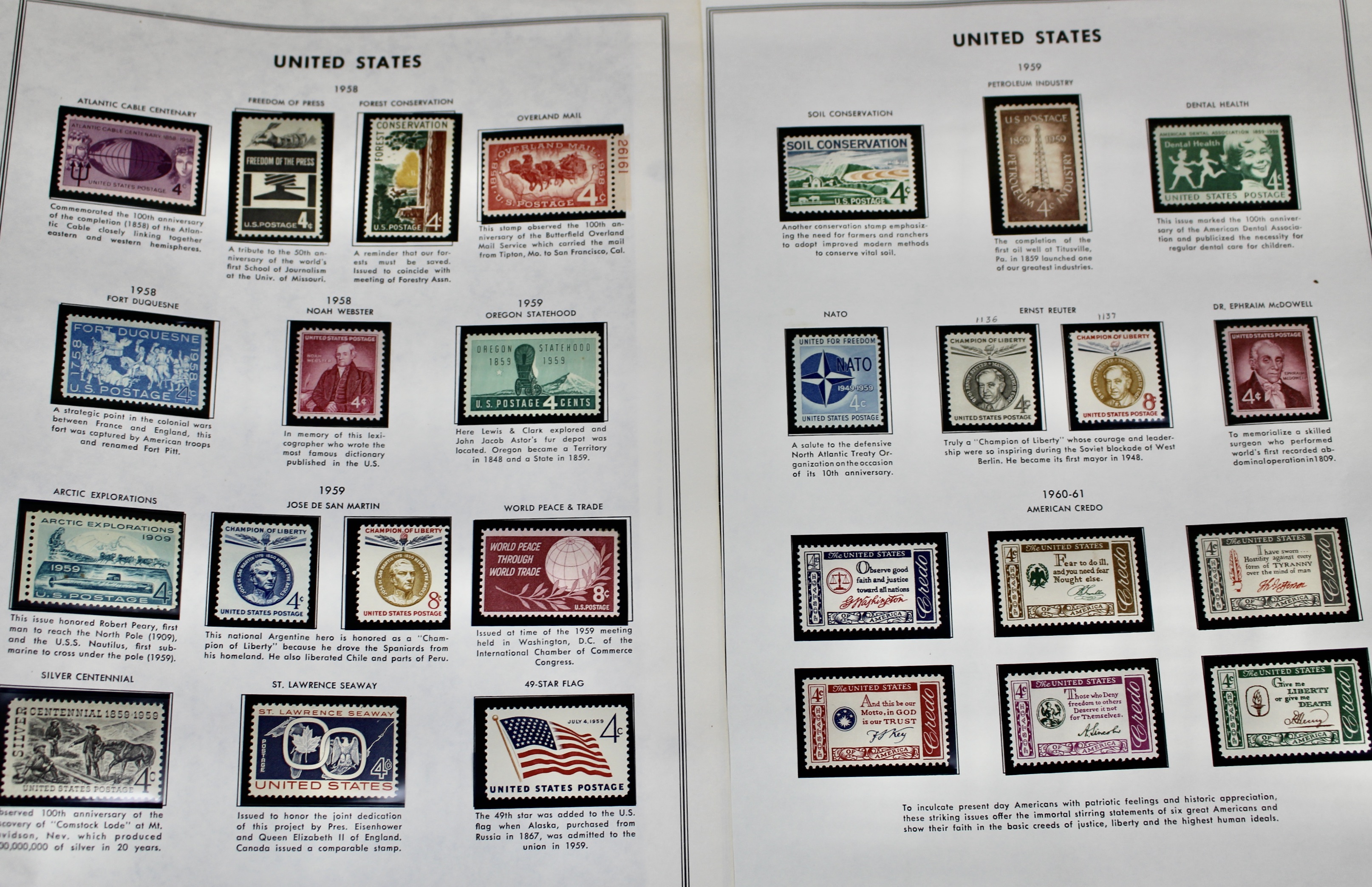 Mint Condition U.S. Postage Stamp Collection, 1940 to 1988