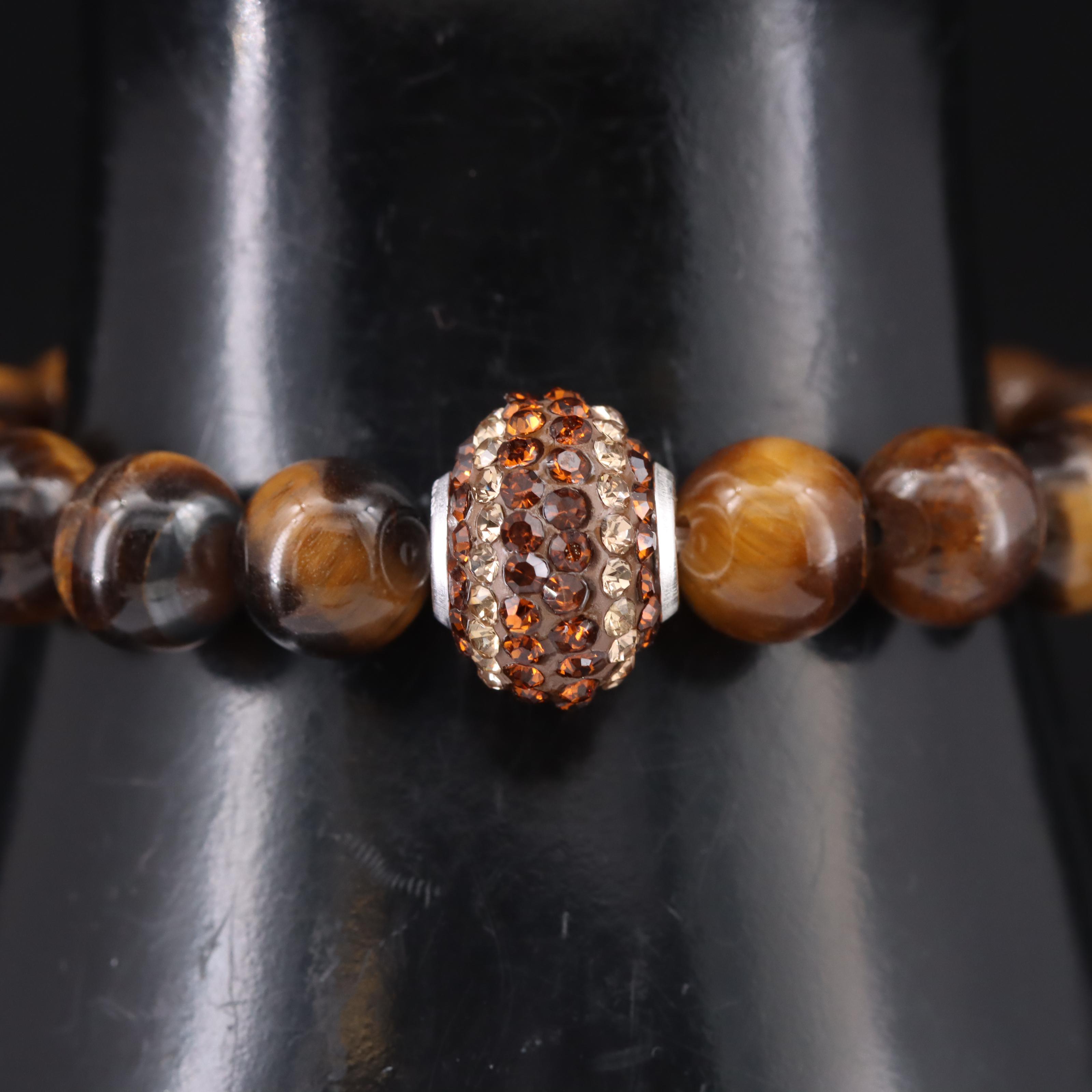 Sterling Magnesite, Tiger's Eye and Agate Beaded Bracelet Selection