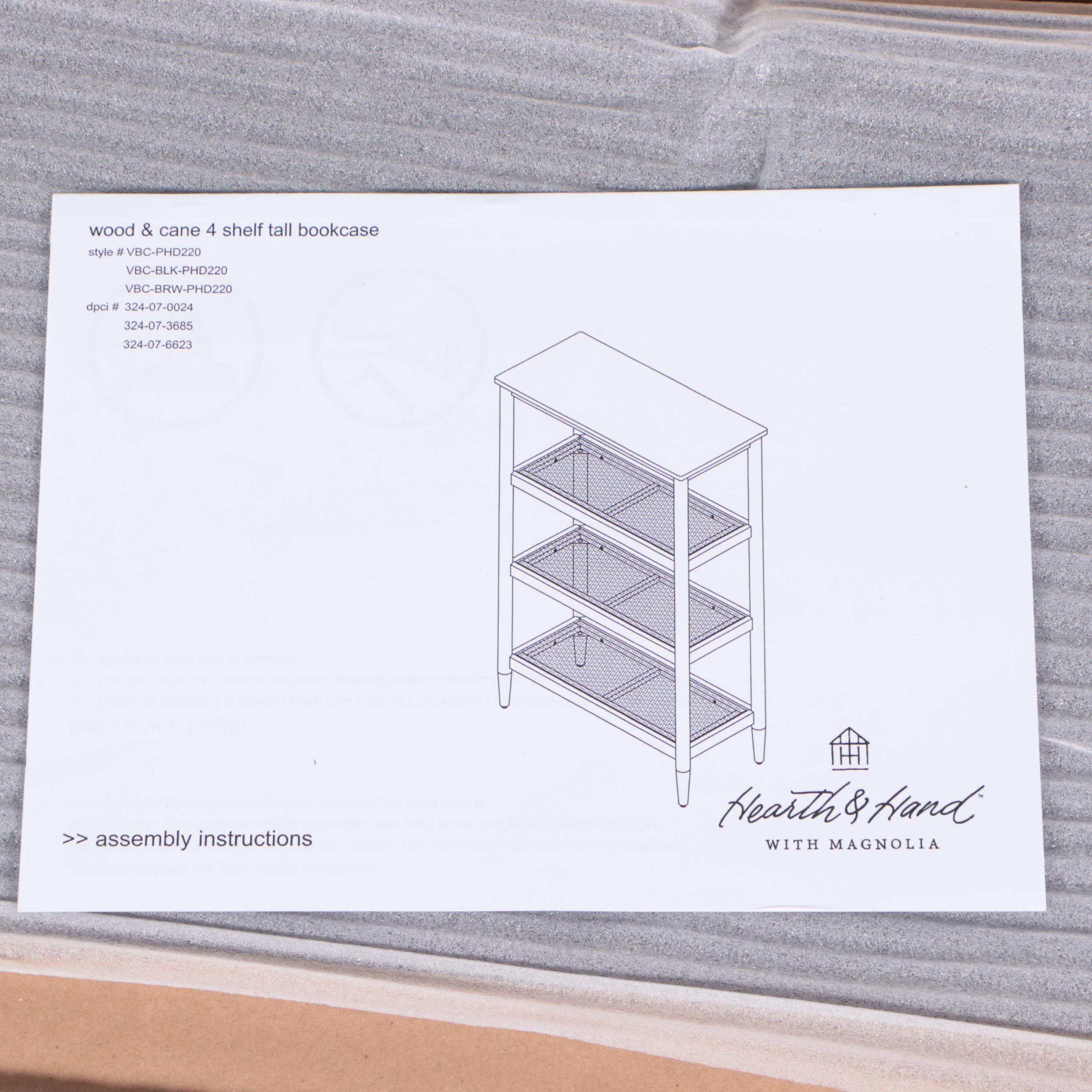 Hearth & Hand With Magnolia Wood and Cane Four-Shelf Bookcase