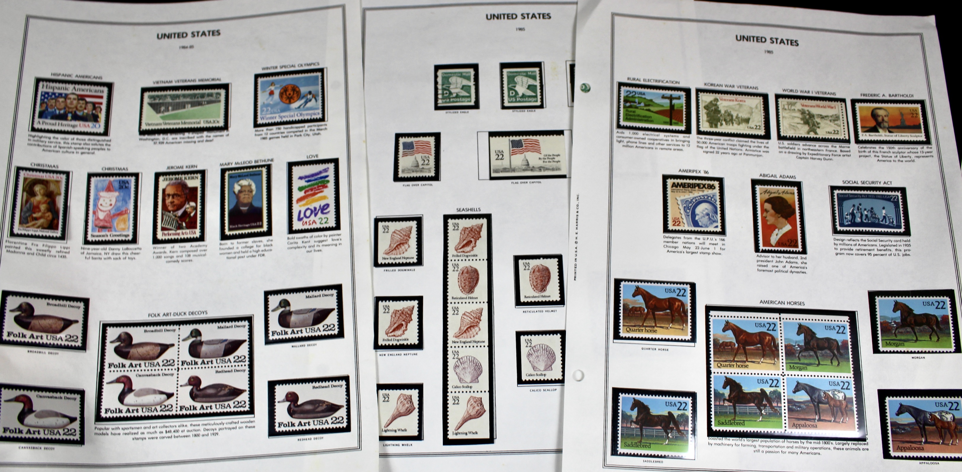 Mint Condition U.S. Postage Stamp Collection, 1940 to 1988