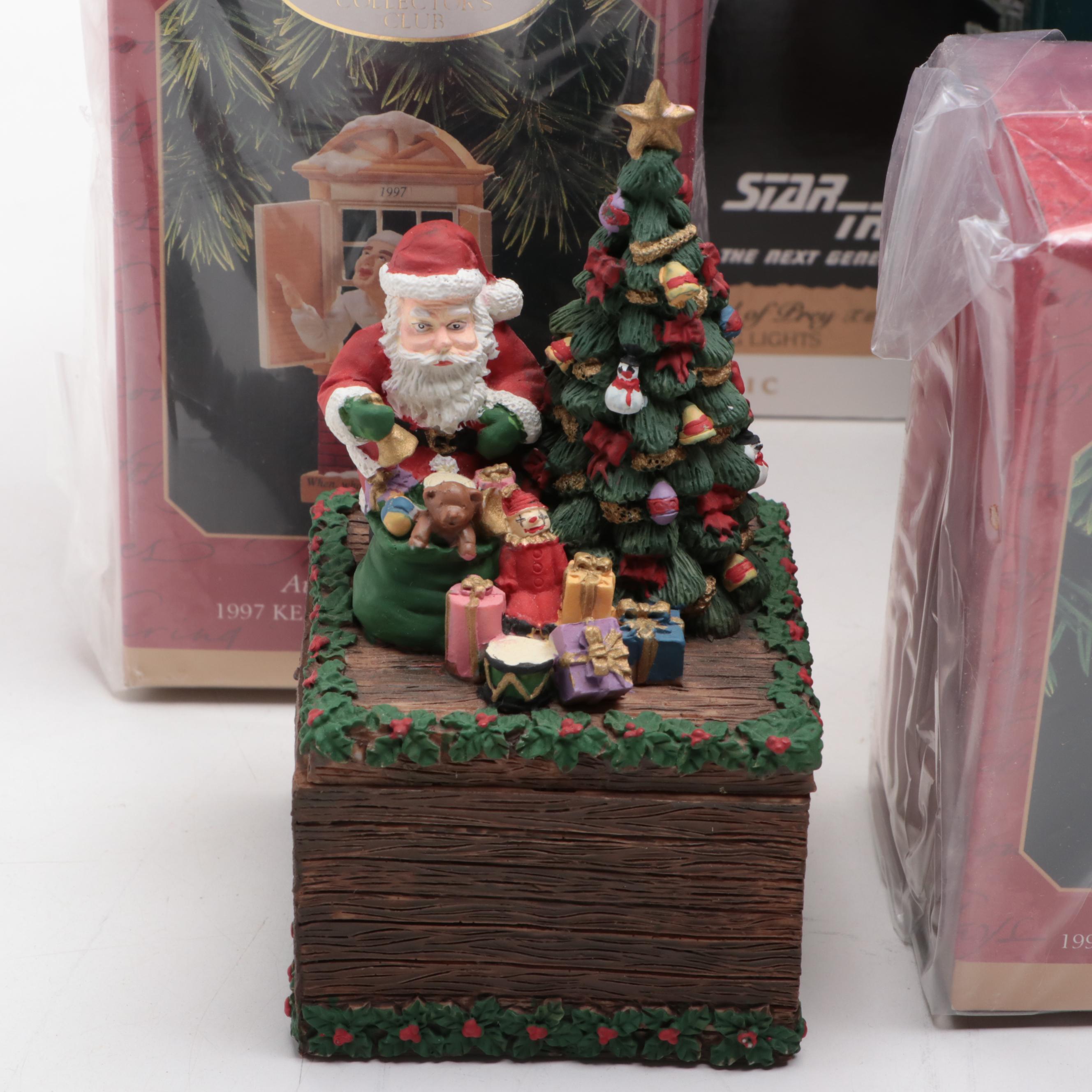Keepsake Holiday Ornaments with Christmas Tree Music Box and More