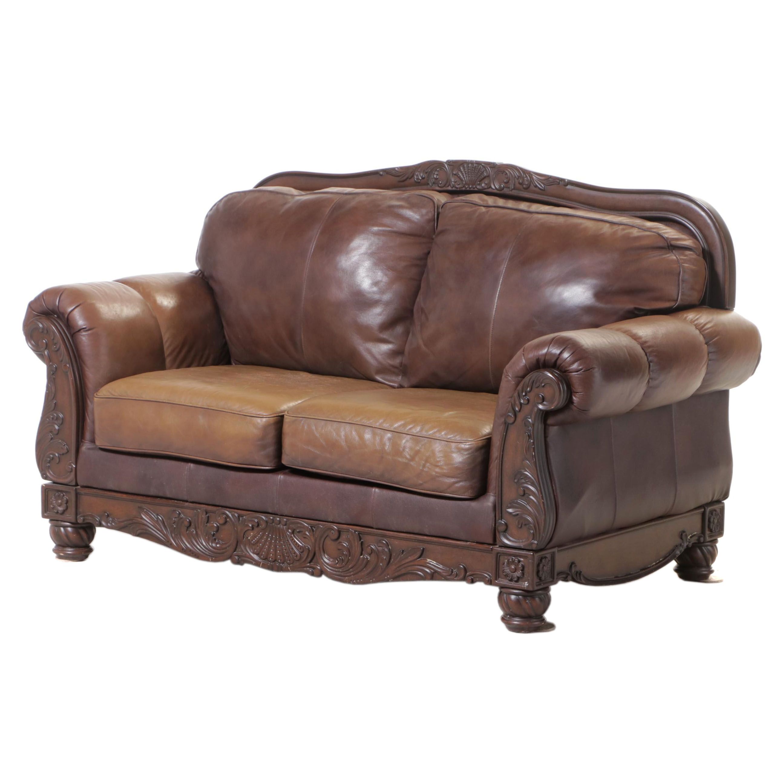 Ashley Furniture Leather-Upholstered Loveseat Sofa