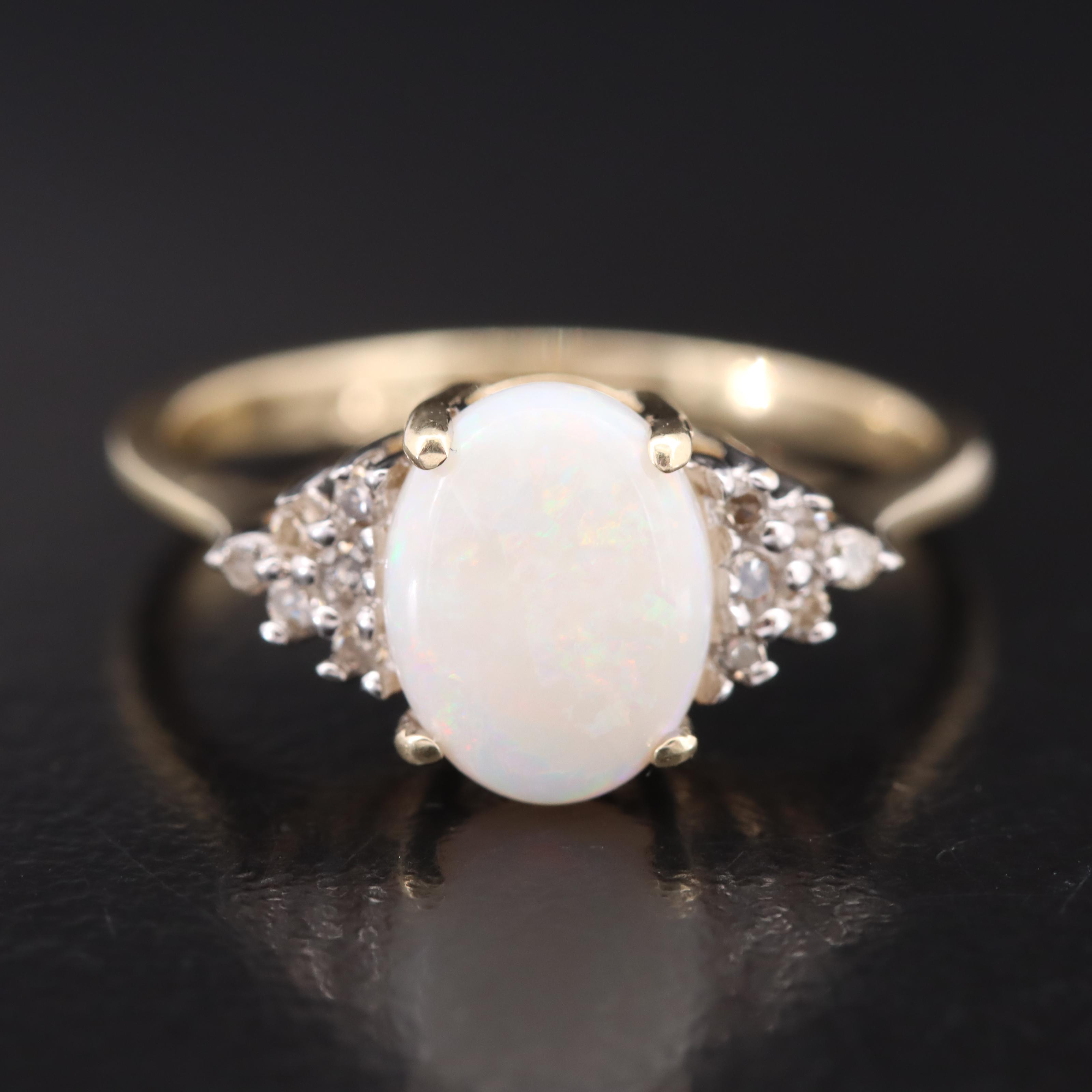 10K Opal and Diamond Ring