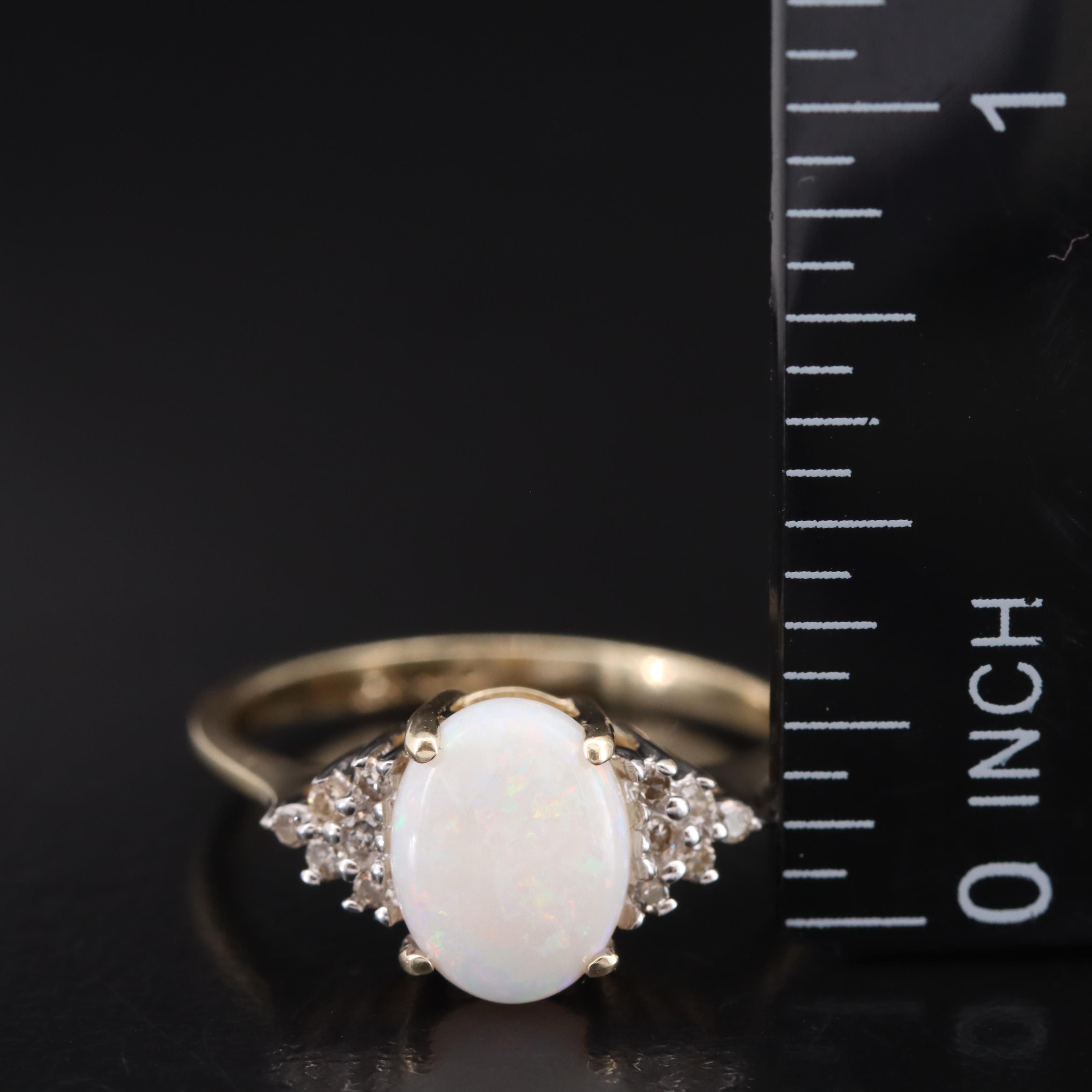 10K Opal and Diamond Ring