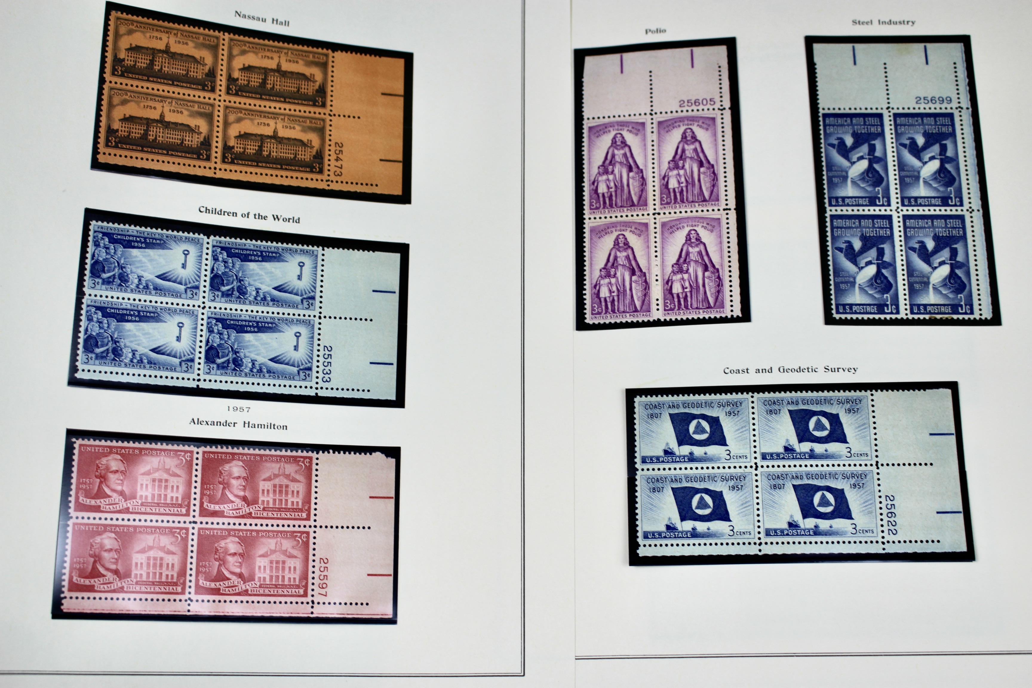 U.S. Plate Block Collection, 1940s to 1960s