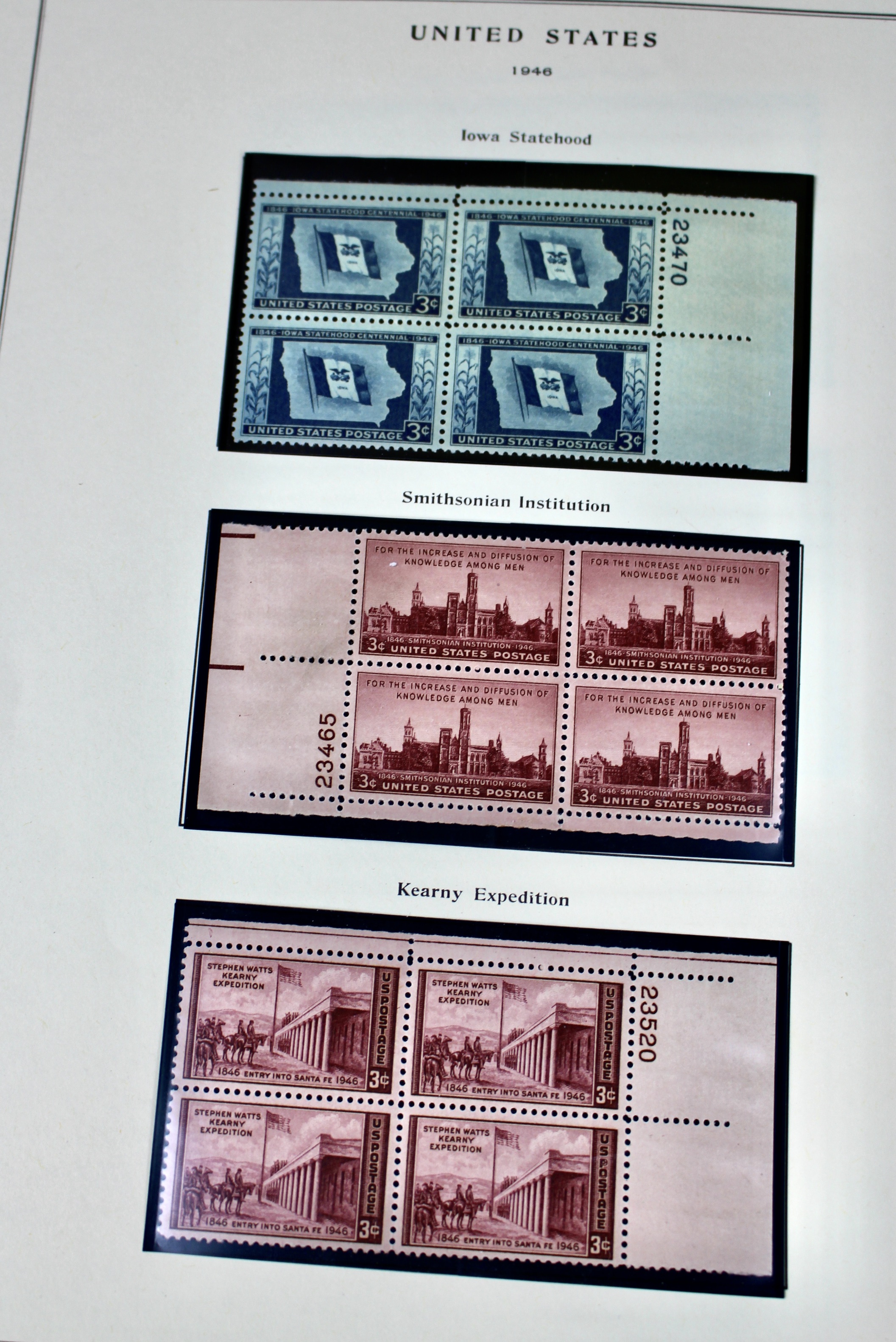 U.S. Plate Block Collection, 1940s to 1960s