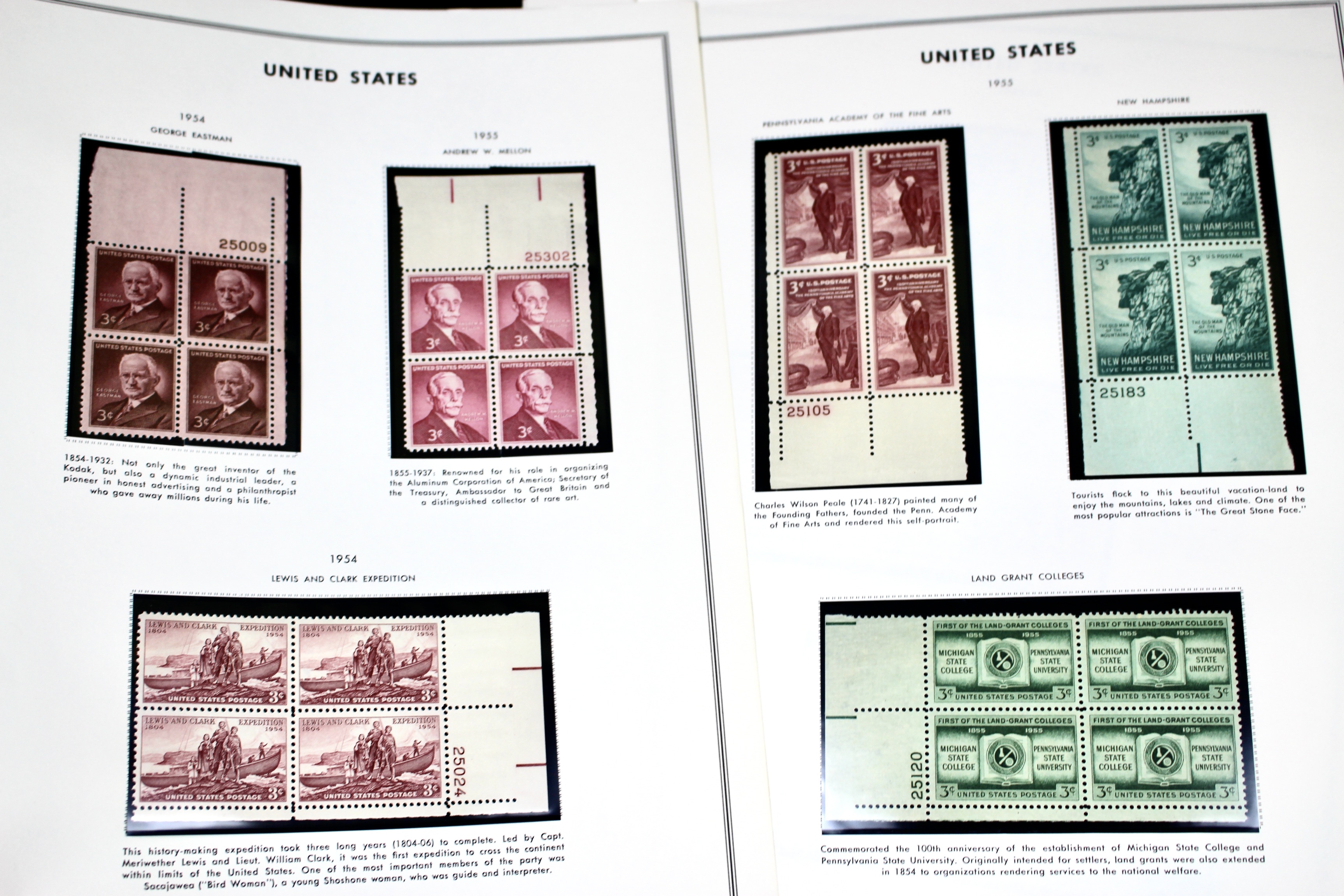 U.S. Plate Block Collection, 1940s to 1960s