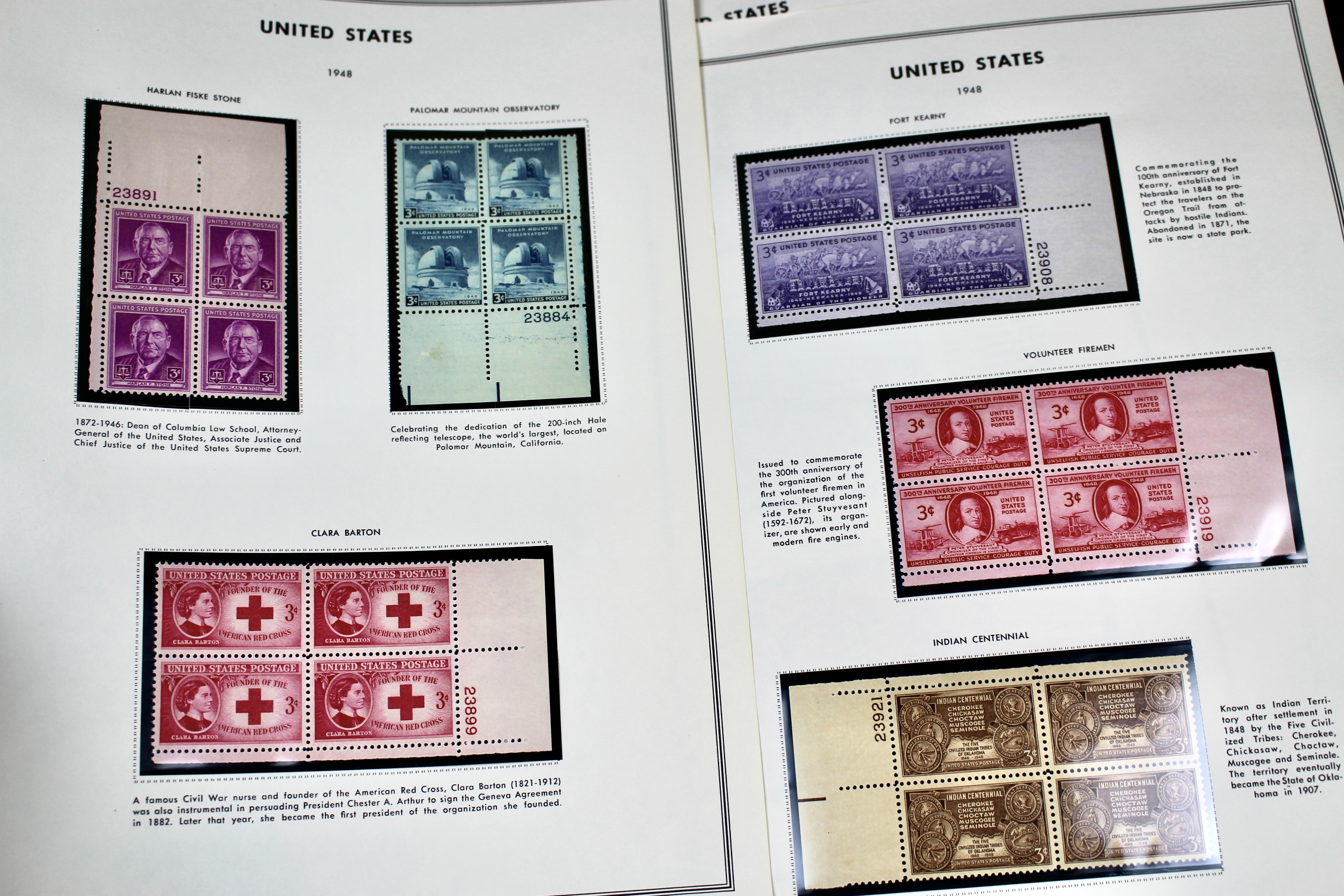 U.S. Plate Block Collection, 1940s to 1960s