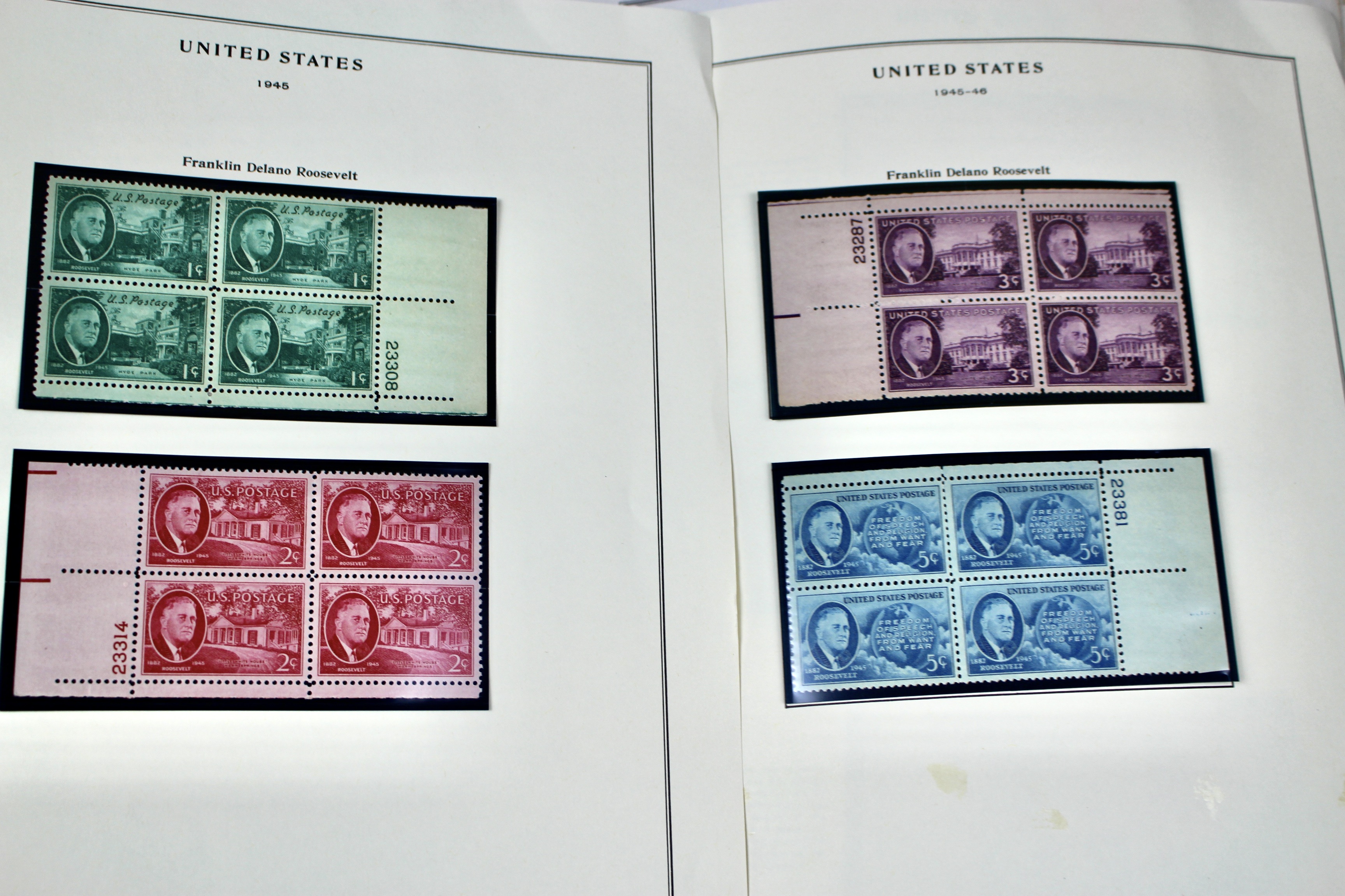 U.S. Plate Block Collection, 1940s to 1960s