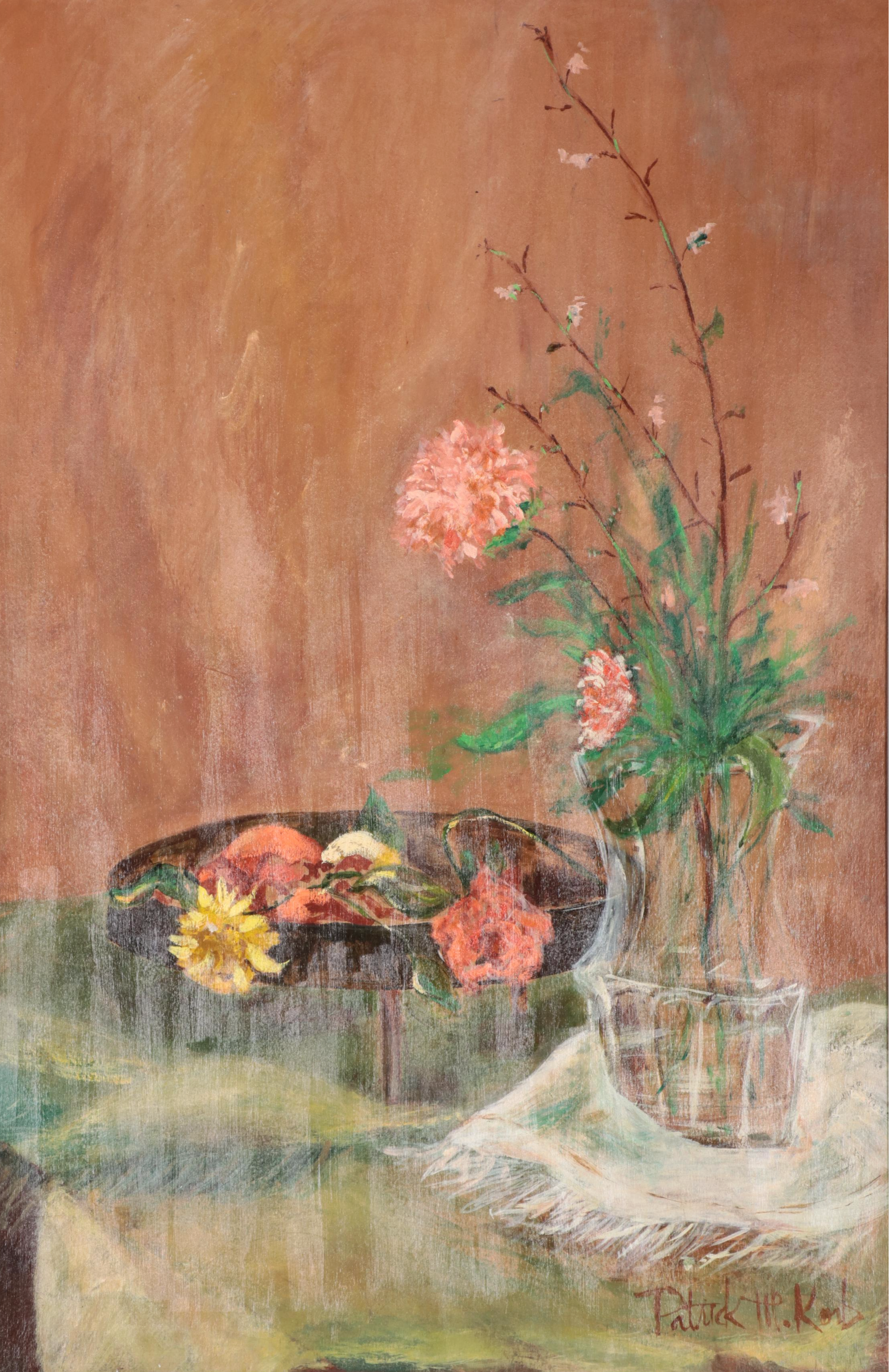Patrick Korb Oil Painting of Floral Still Life, 1966