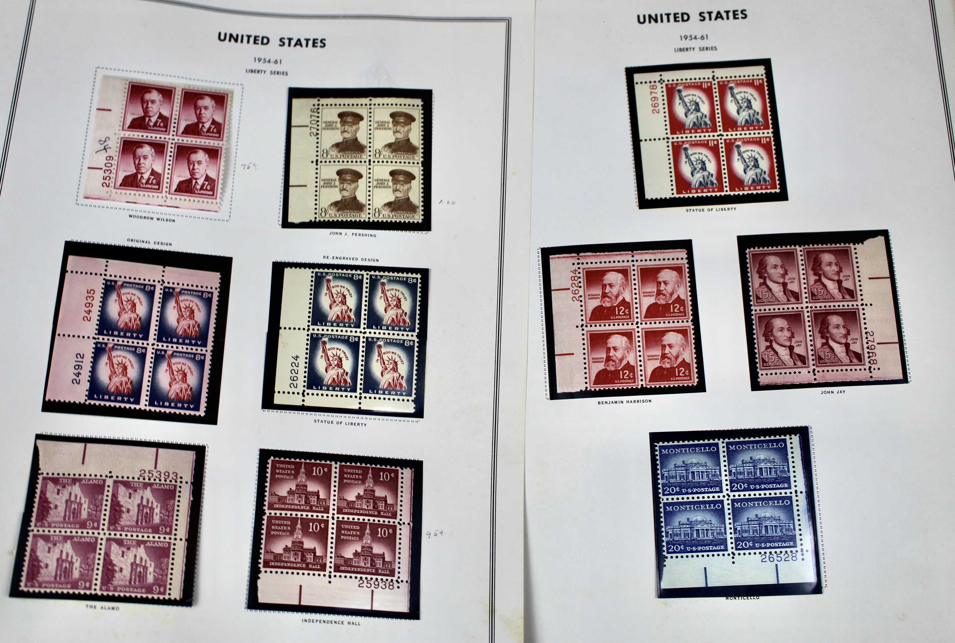 U.S. Plate Block Collection, 1940s to 1960s