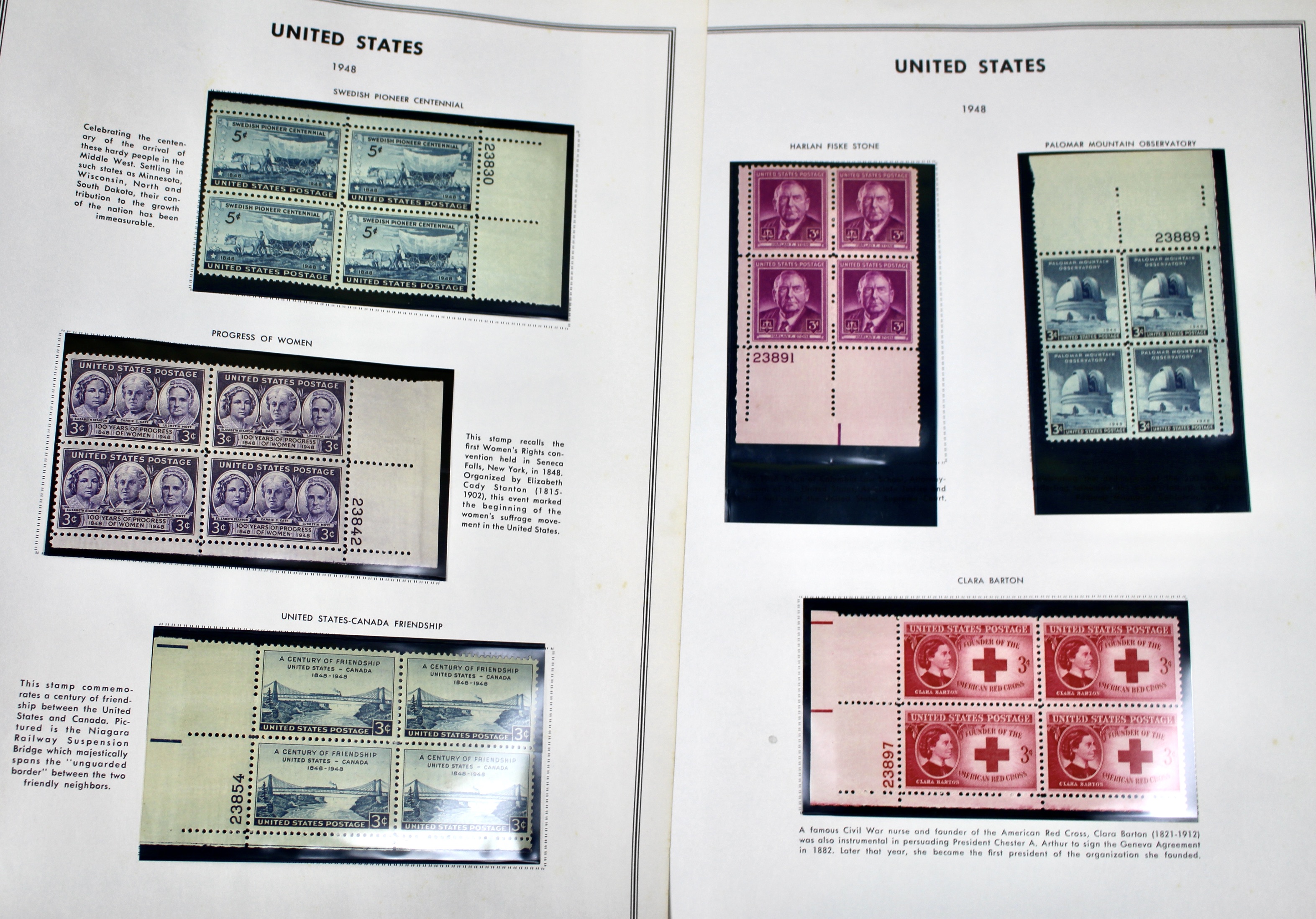 U.S. Plate Block Collection, 1940s to 1960s