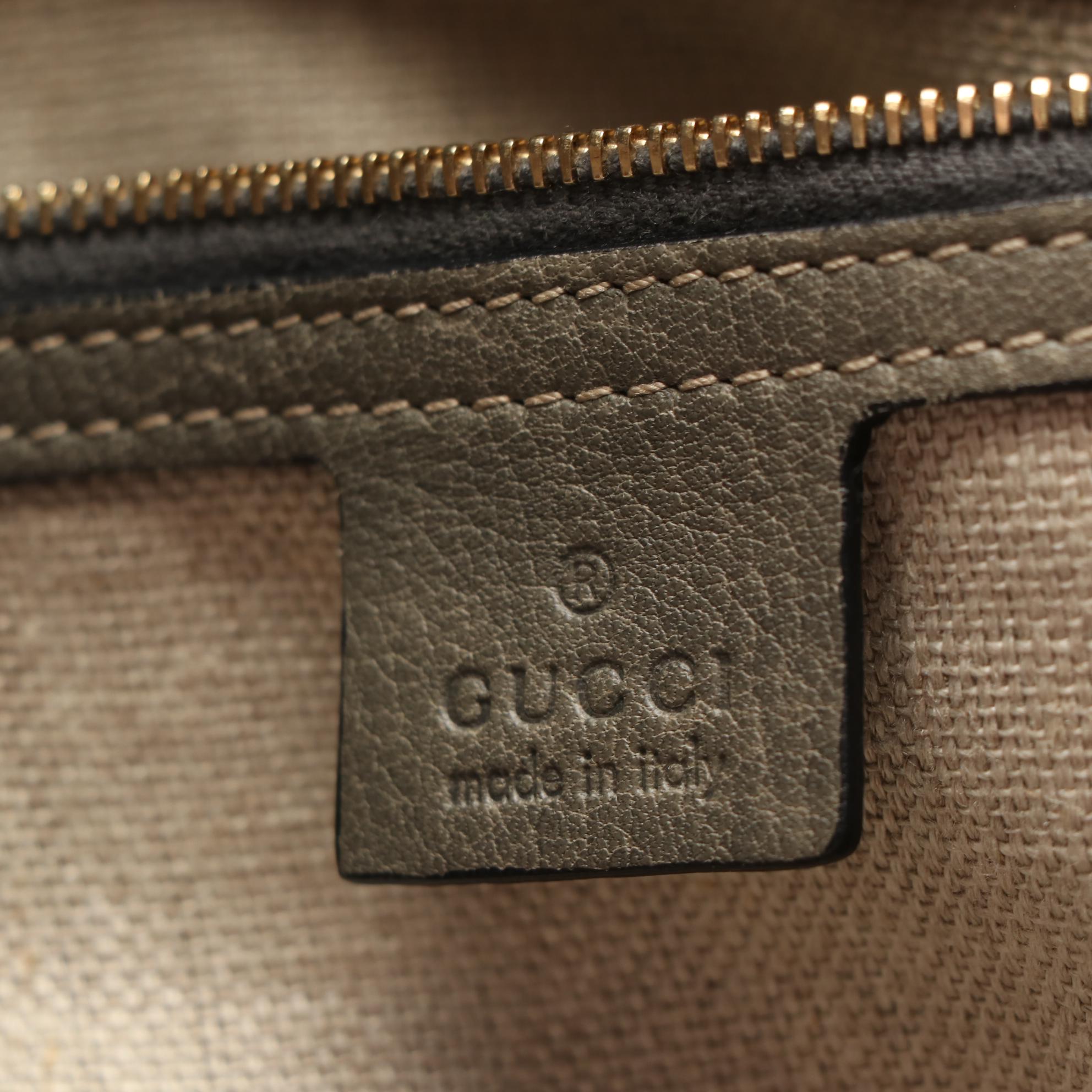 Gucci Charlotte Shoulder Tote in Grained Leather with Stitching Detail