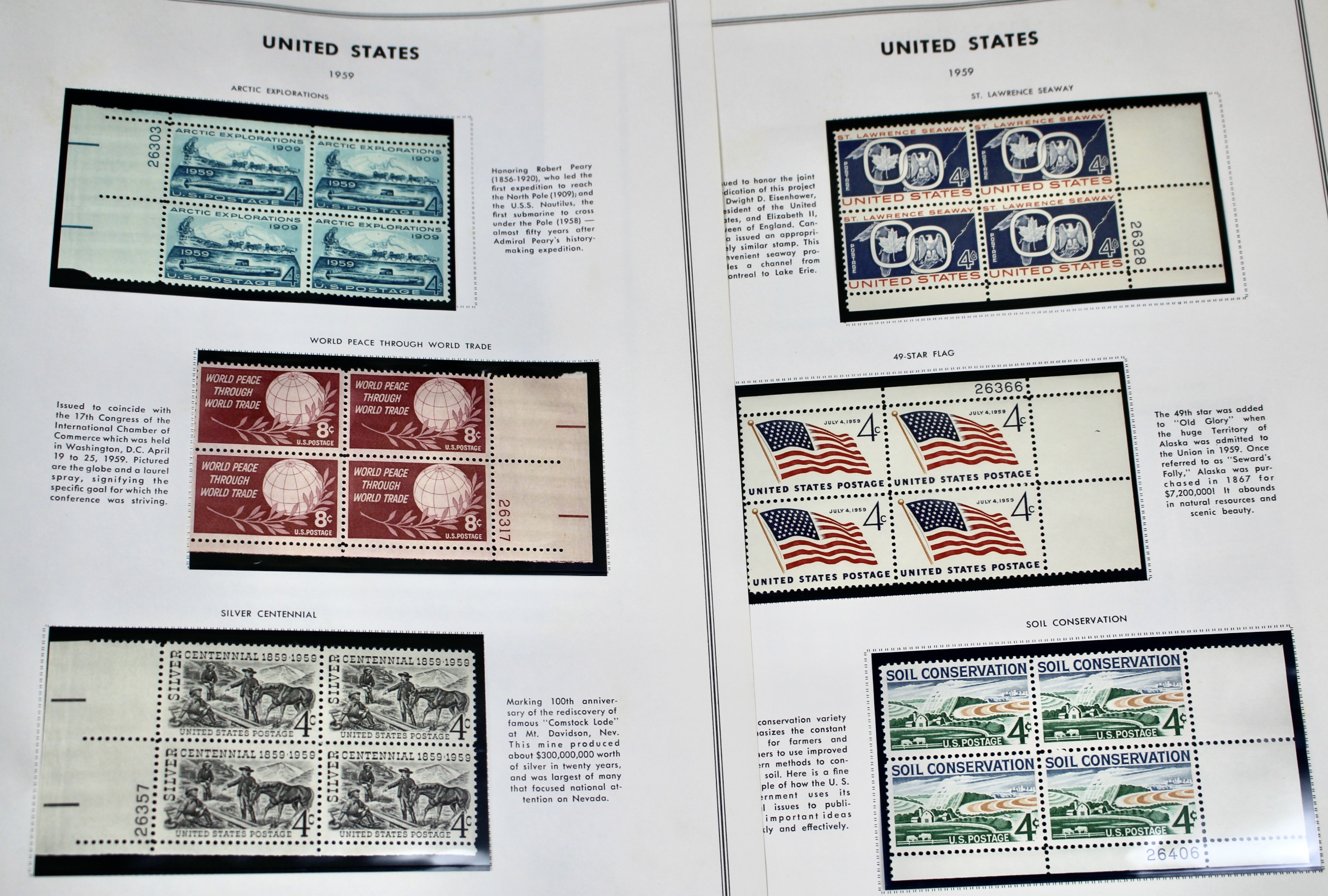 U.S. Plate Block Collection, 1940s to 1960s