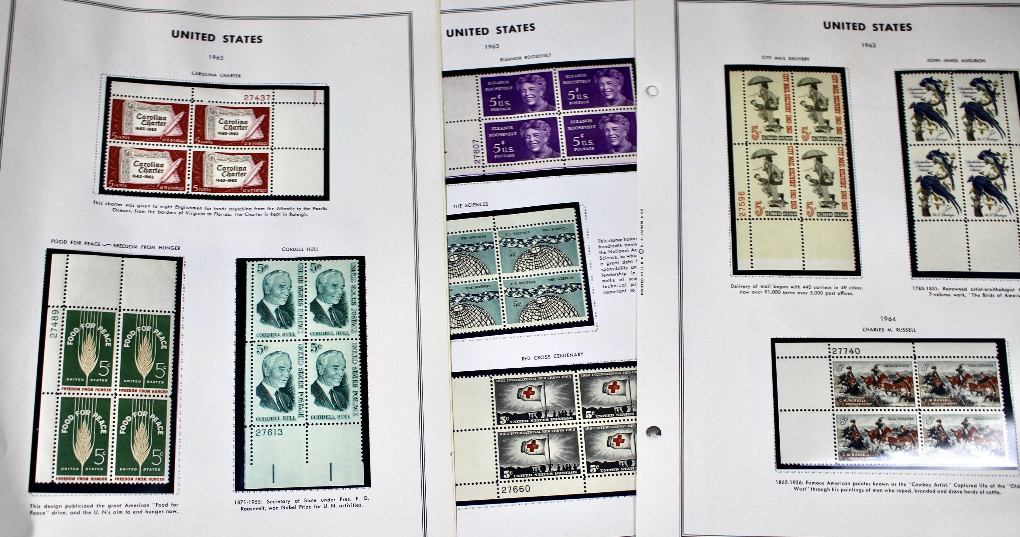 U.S. Plate Block Collection, 1940s to 1960s