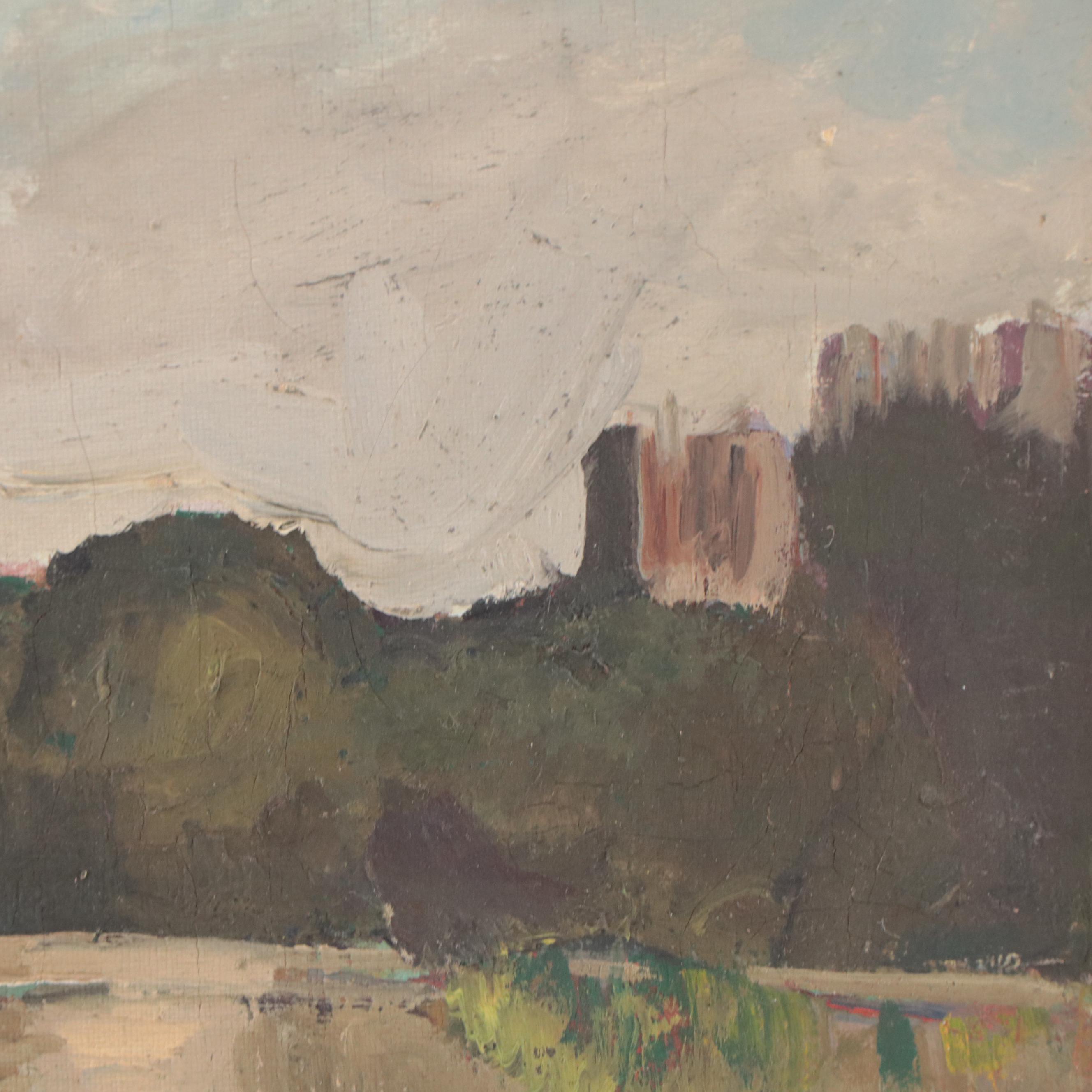 Landscape Oil Painting of Notre Dame, Paris, 1944