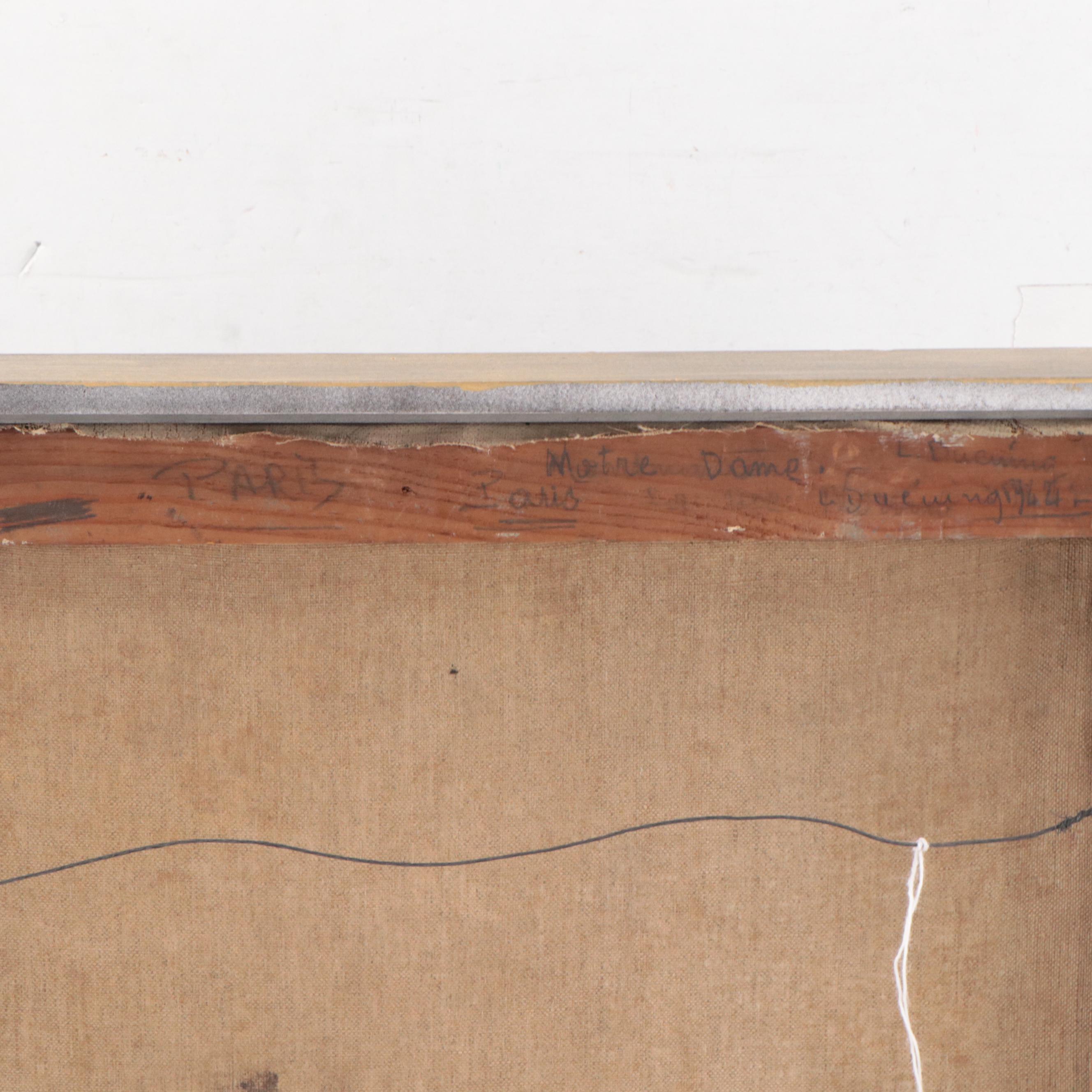 Landscape Oil Painting of Notre Dame, Paris, 1944