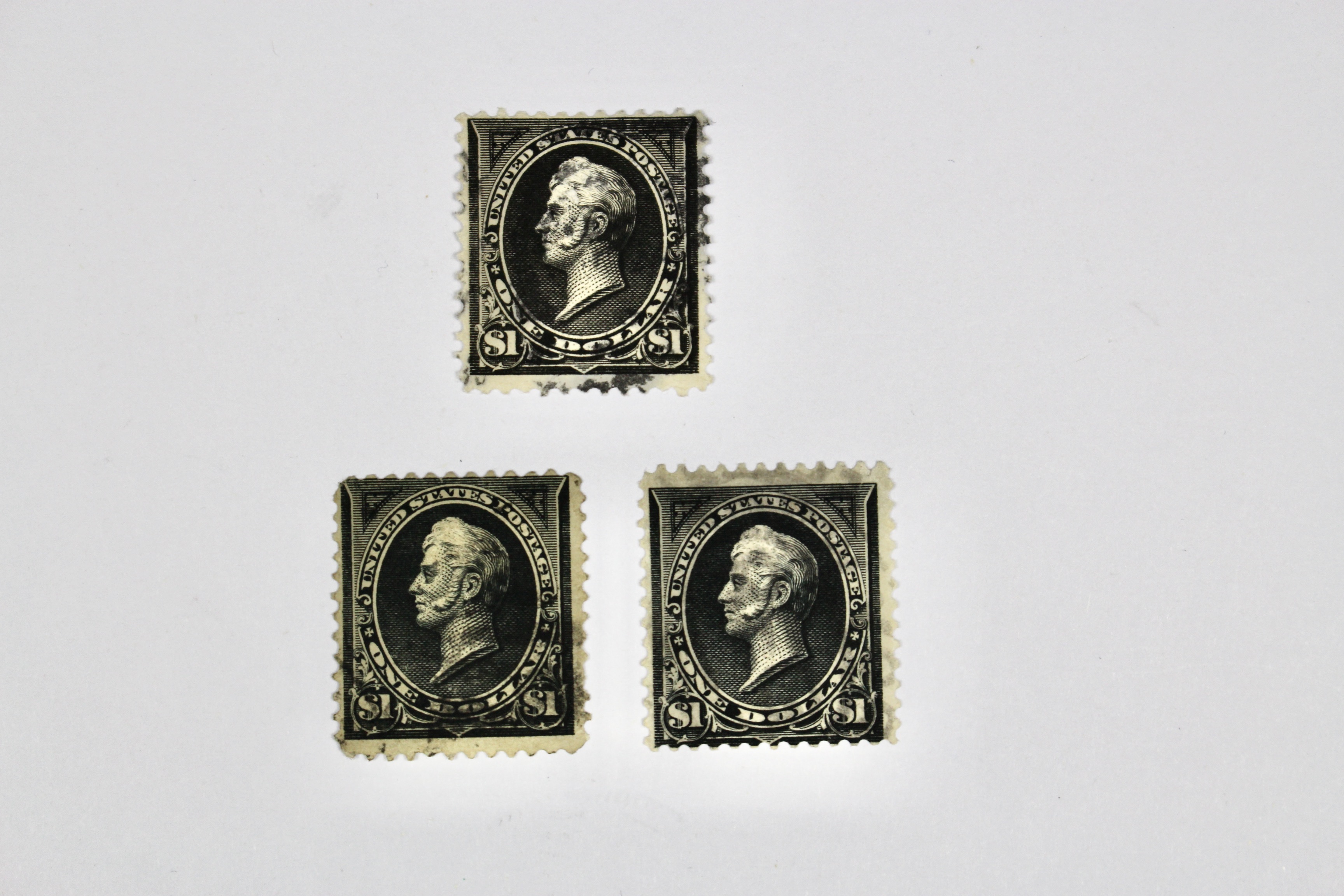 Three Different $1 Used Perry Postage Stamps