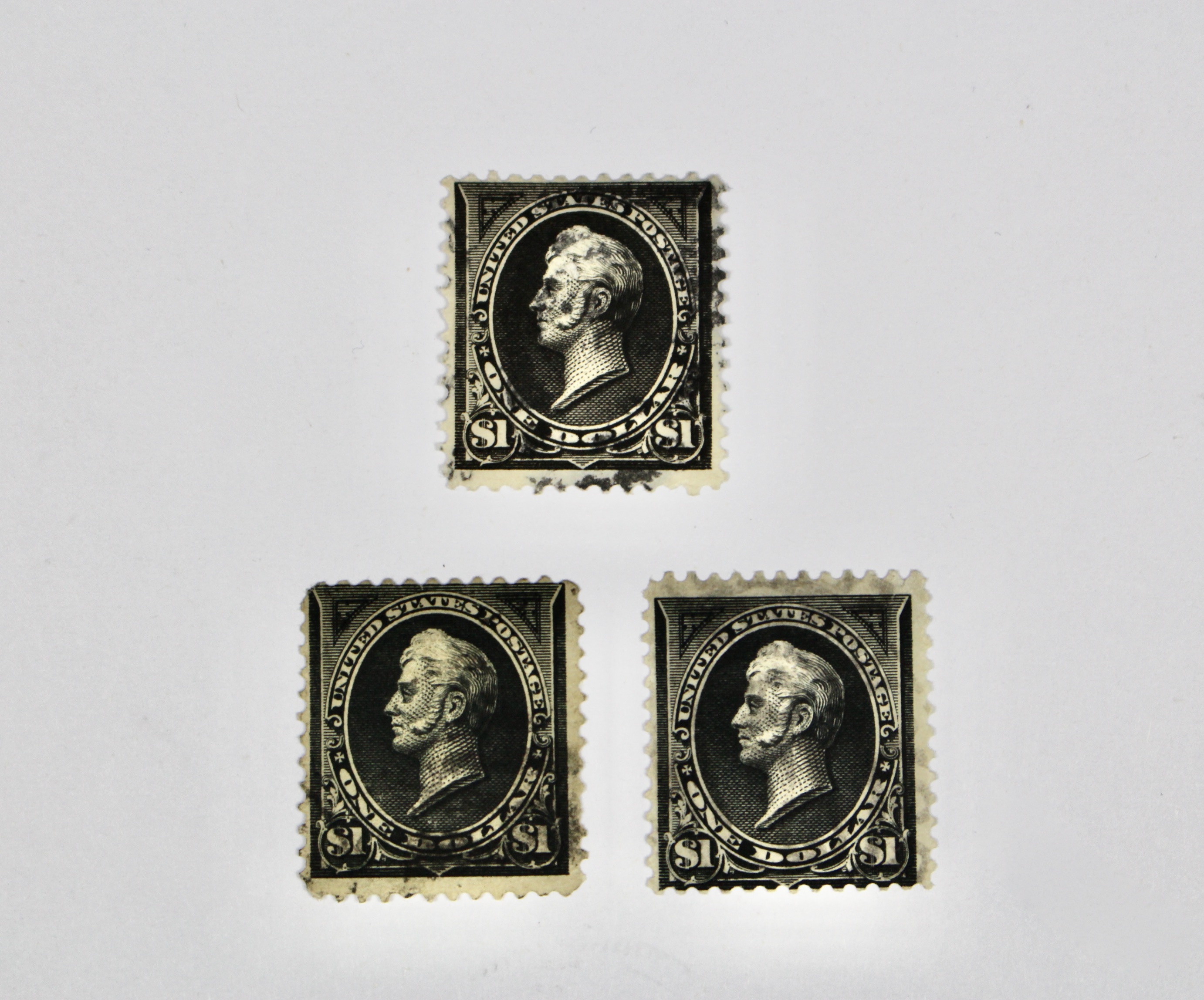 Three Different $1 Used Perry Postage Stamps