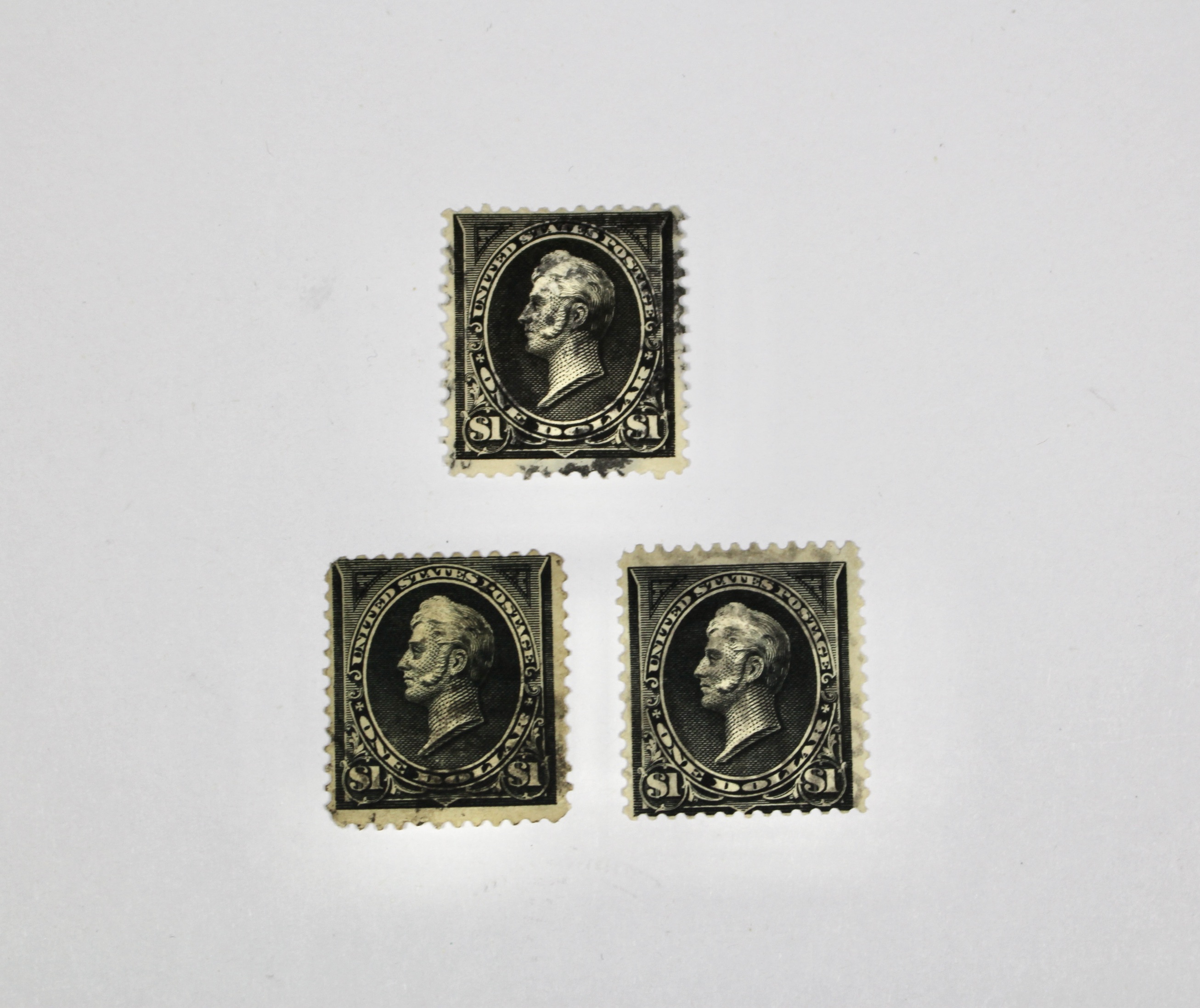 Three Different $1 Used Perry Postage Stamps
