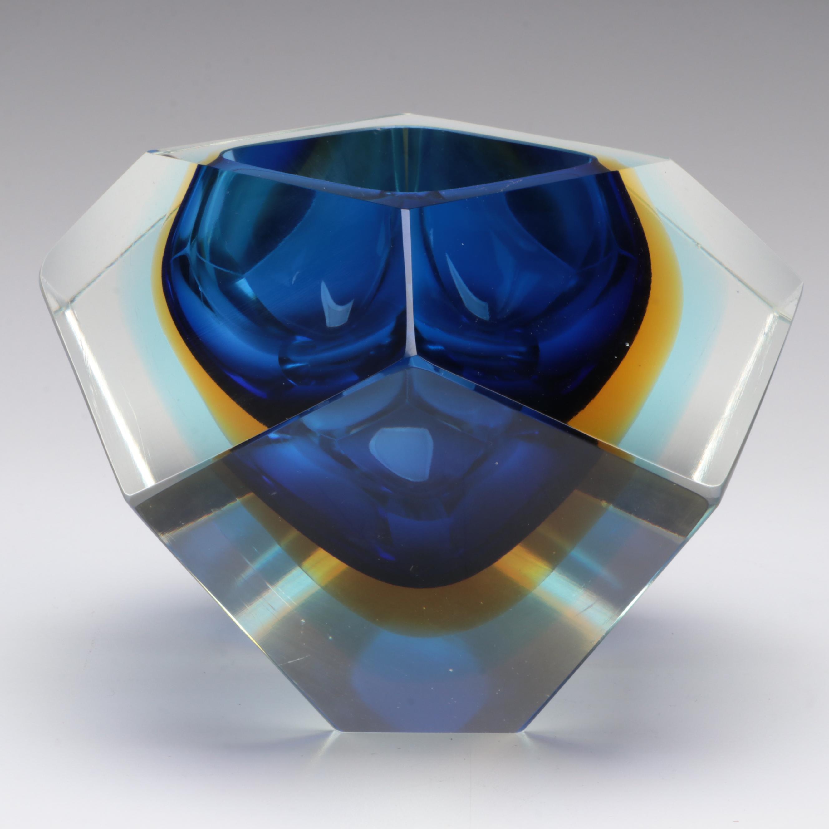 Vintage Murano Sommerso Art Glass Bowl