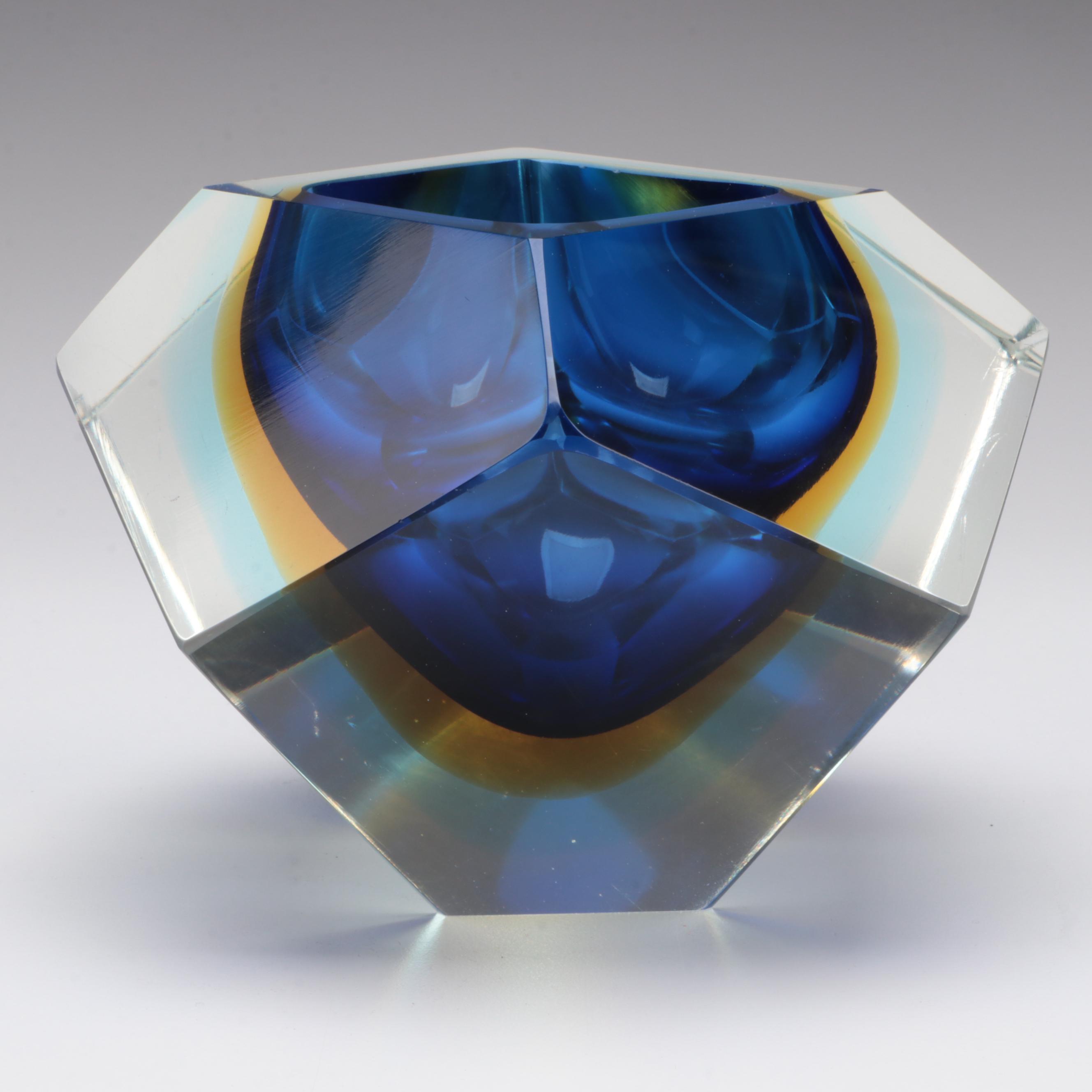 Vintage Murano Sommerso Art Glass Bowl