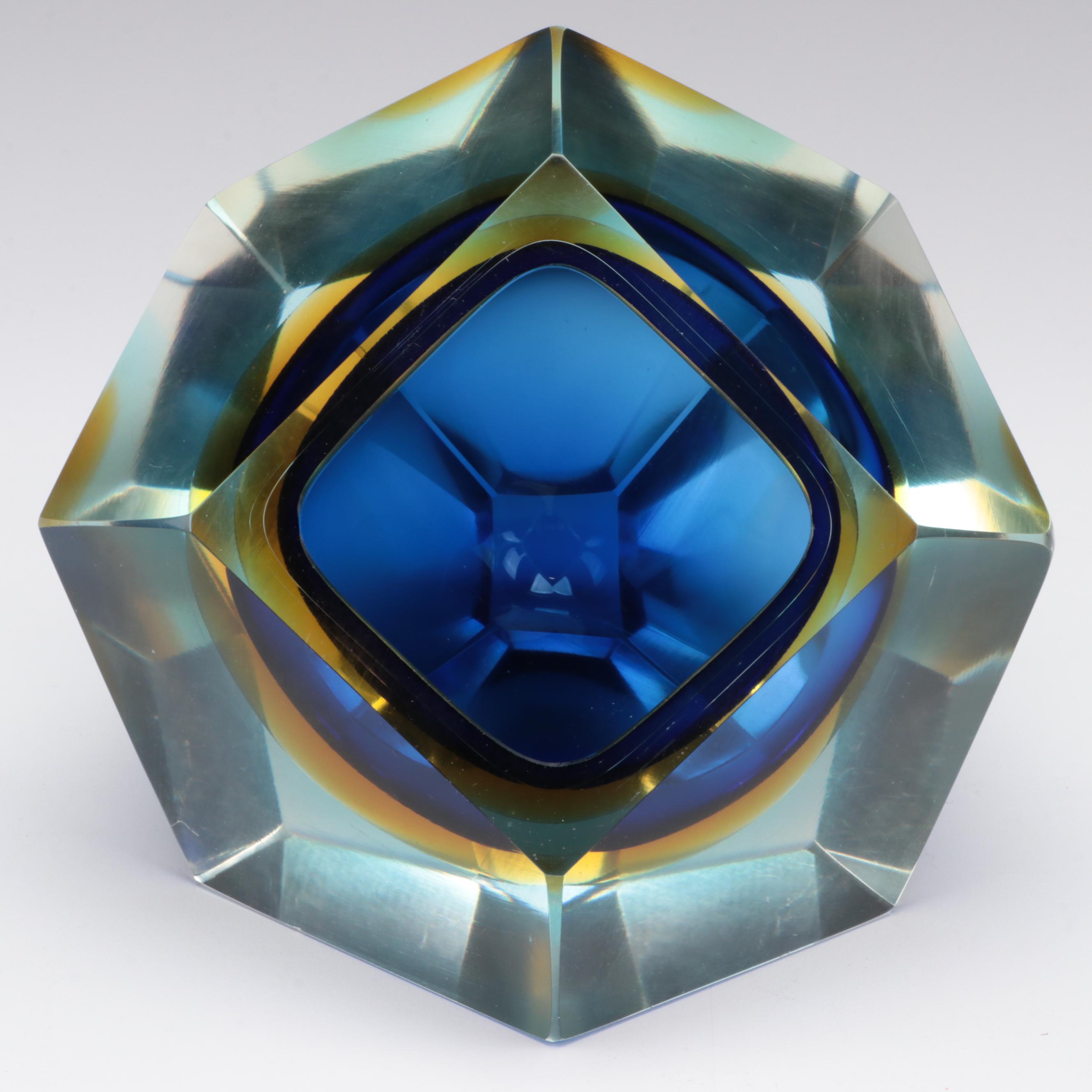 Vintage Murano Sommerso Art Glass Bowl