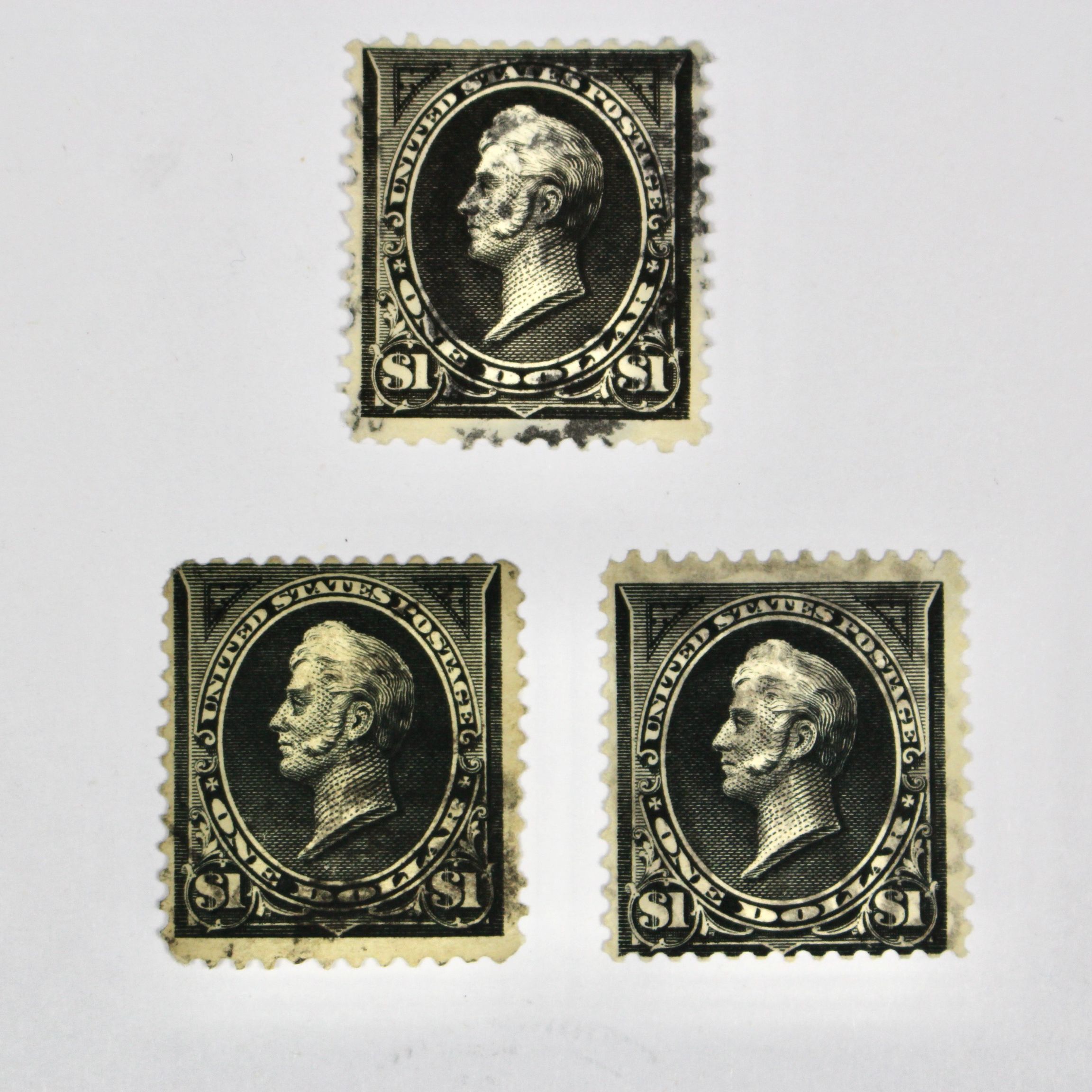 Three Different $1 Used Perry Postage Stamps