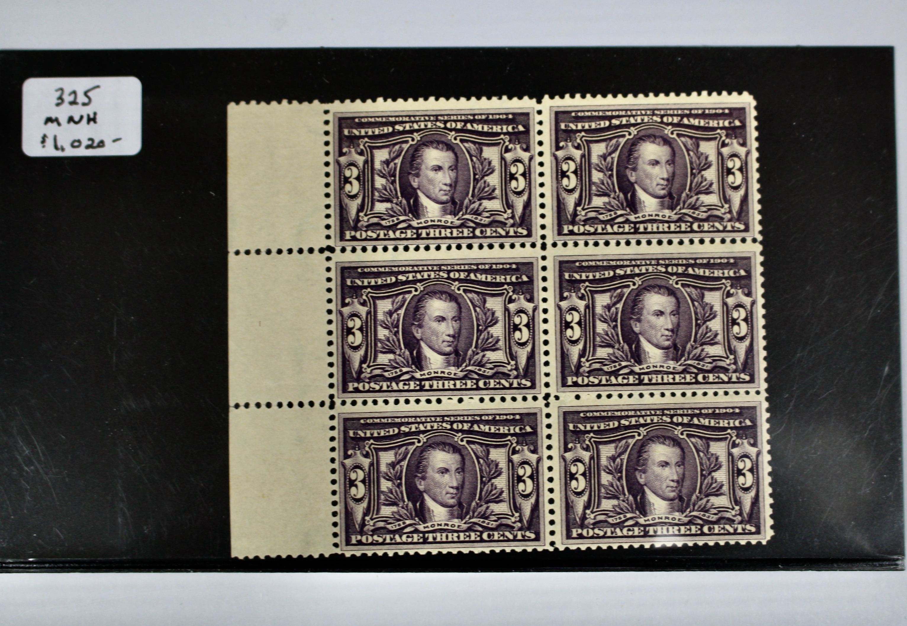 Block of Six MNH James Monroe Louisiana Purchase Exposition Postage Stamps