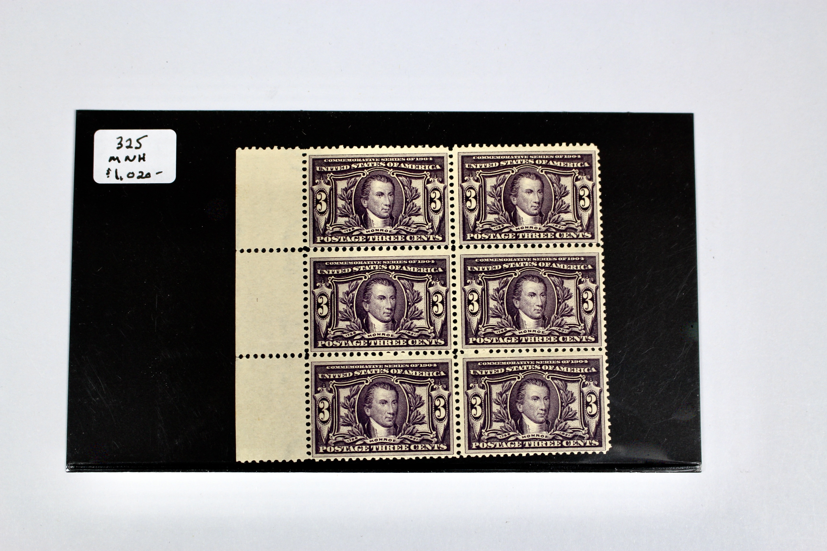 Block of Six MNH James Monroe Louisiana Purchase Exposition Postage Stamps