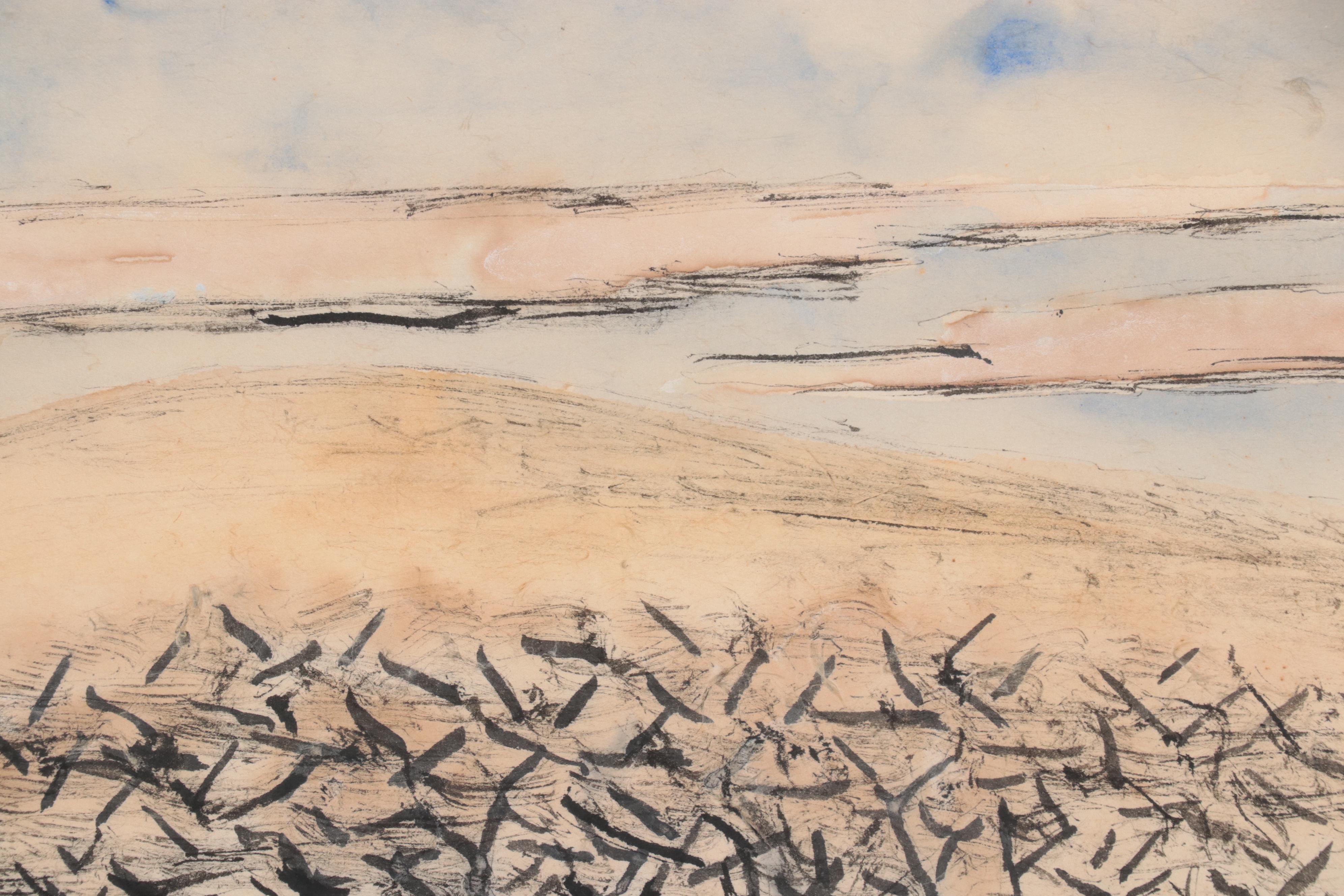 Ben-Zion Weinman Watercolor Painting of Landscape "De Profundis"