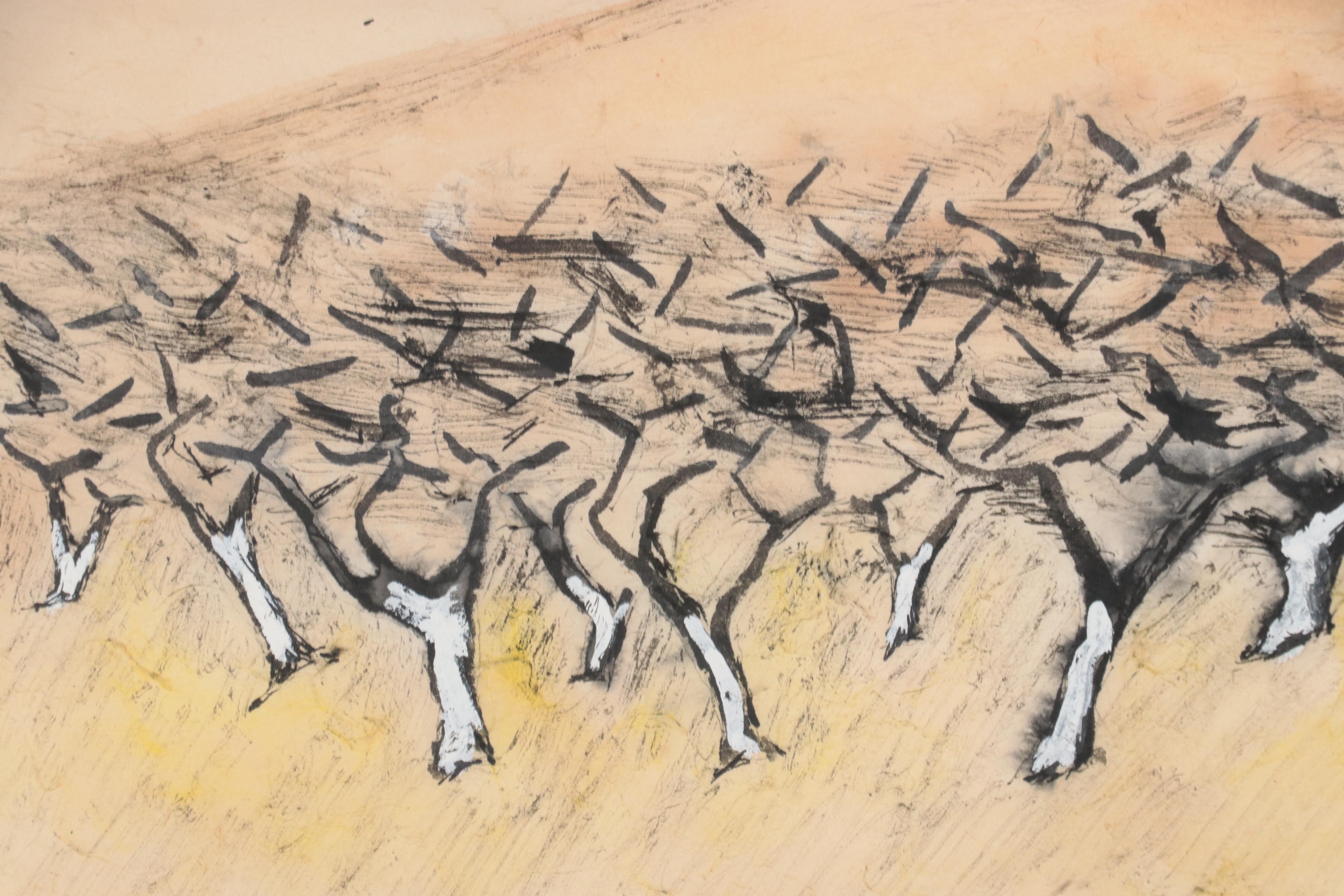 Ben-Zion Weinman Watercolor Painting of Landscape "De Profundis"